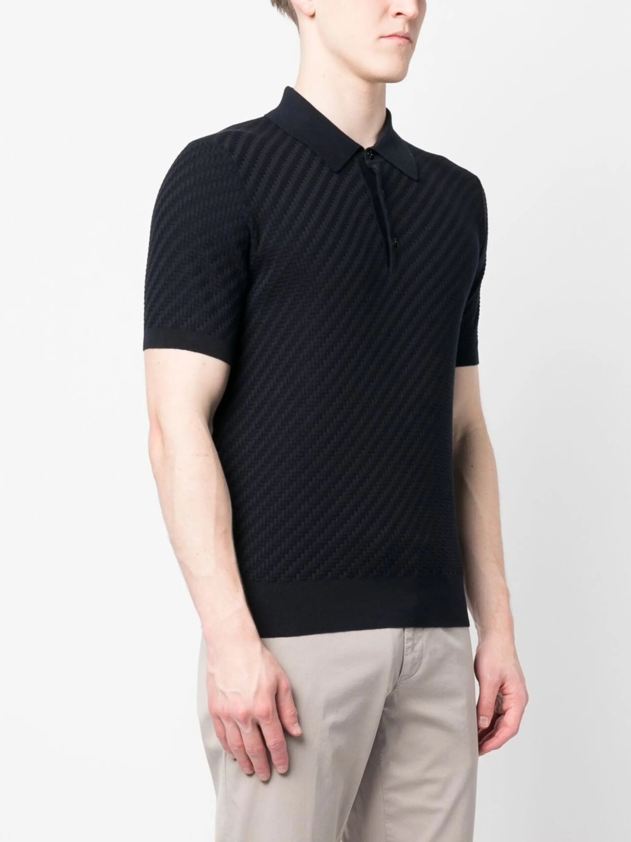 waffle-knit polo shirt