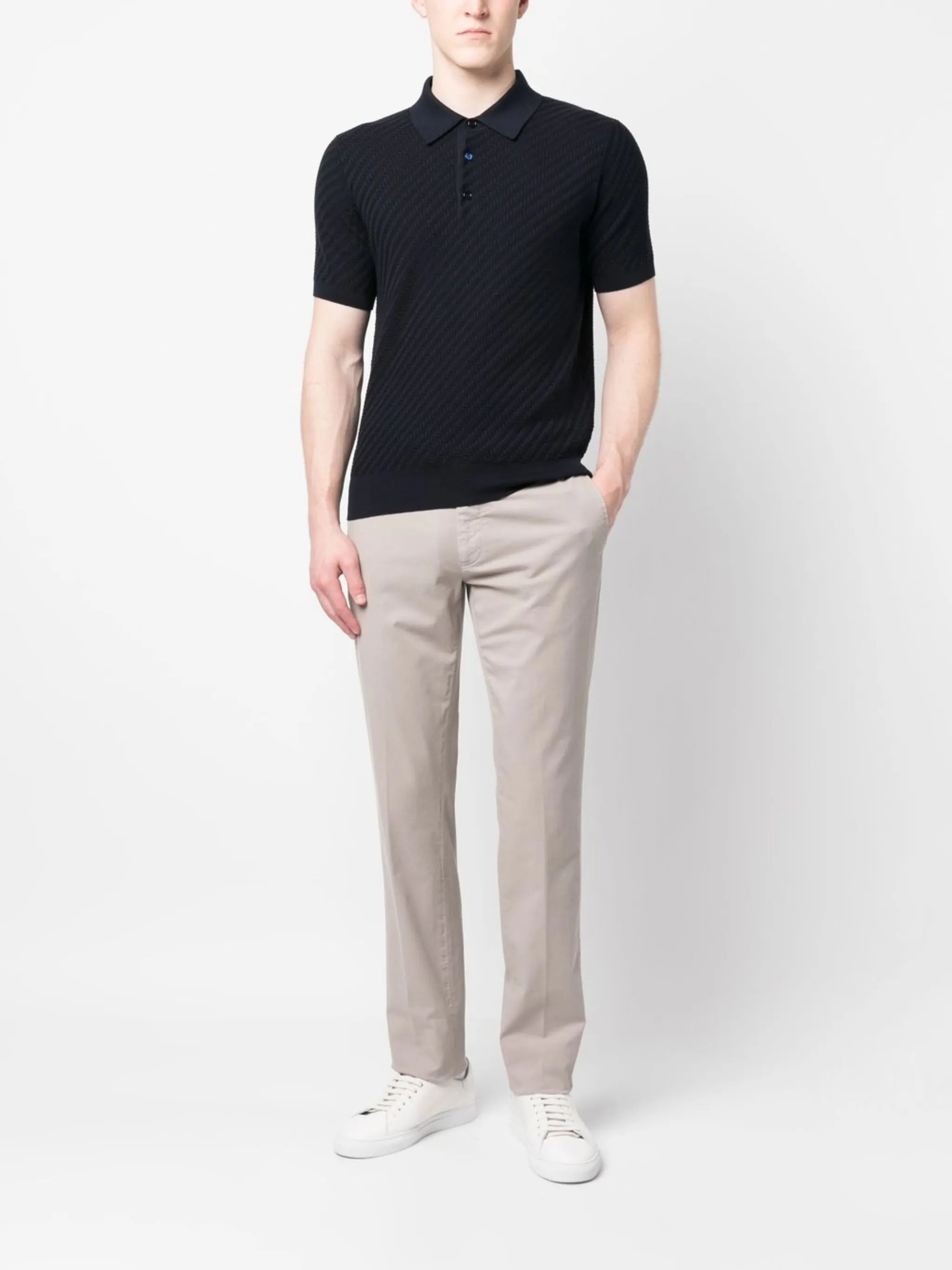 waffle-knit polo shirt