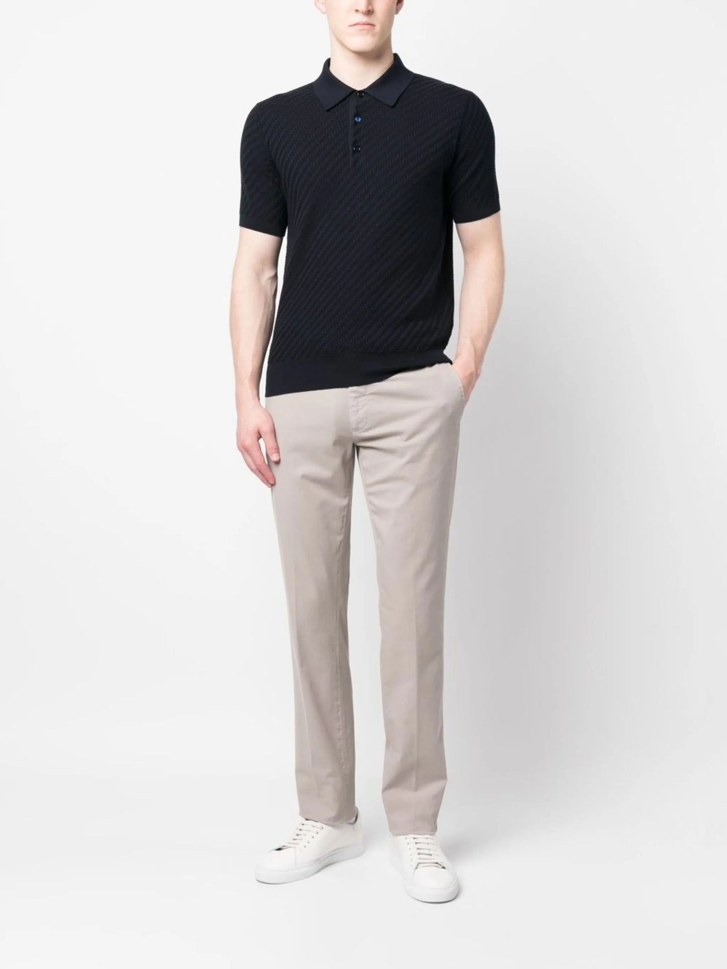 waffle-knit polo shirt