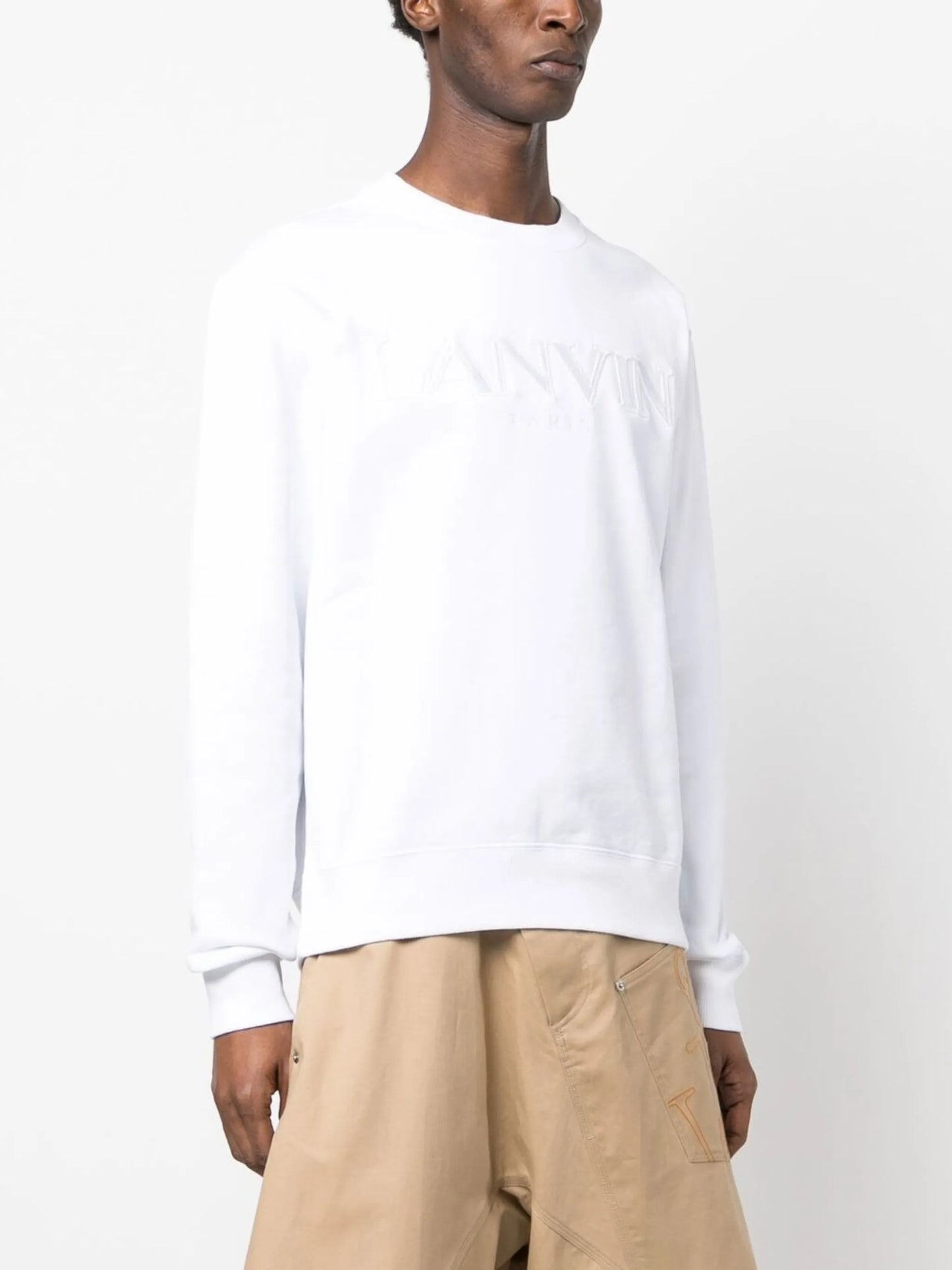 White Embroidered Logo Sweatshirt