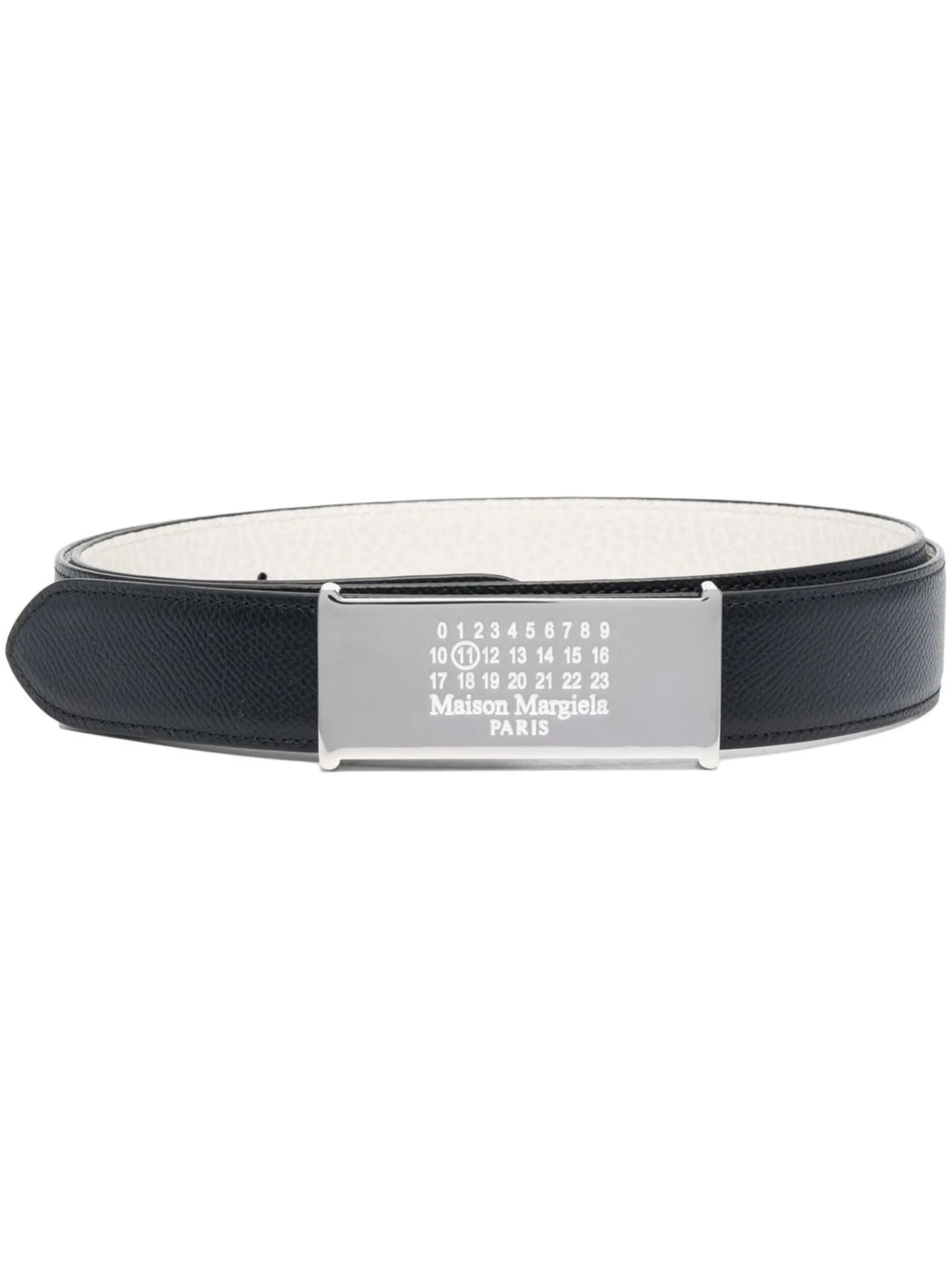 Numeric logo-plaque leather belt