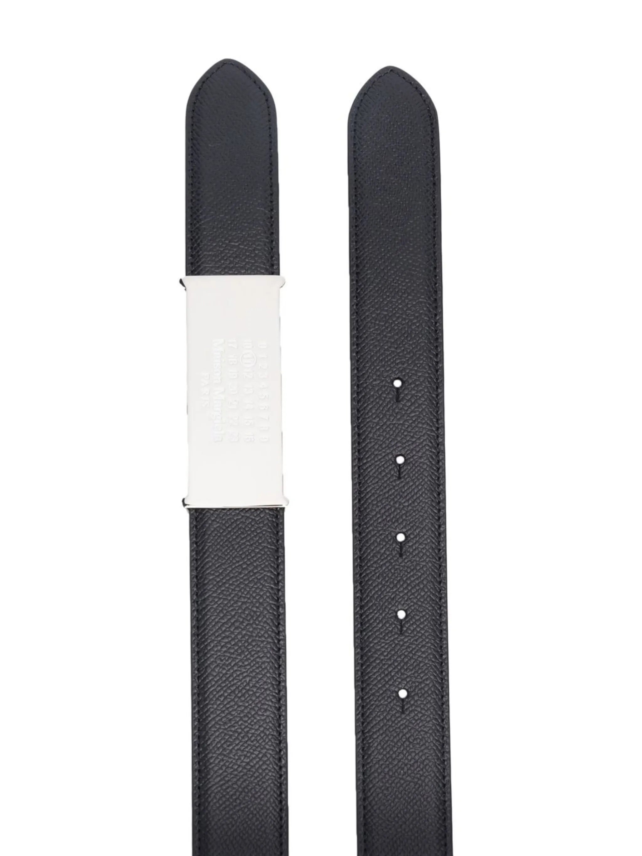 Numeric logo-plaque leather belt