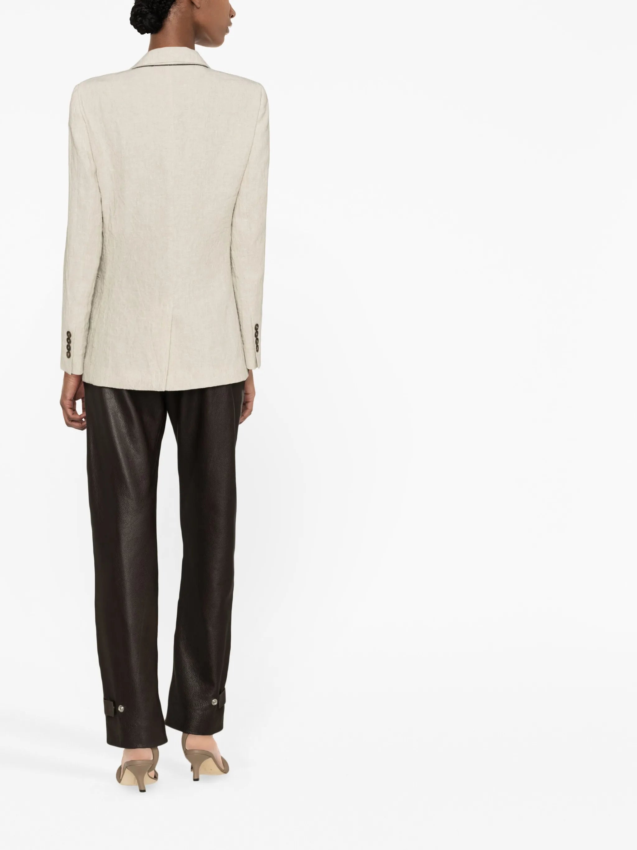 crinkled single-breasted linen blazer