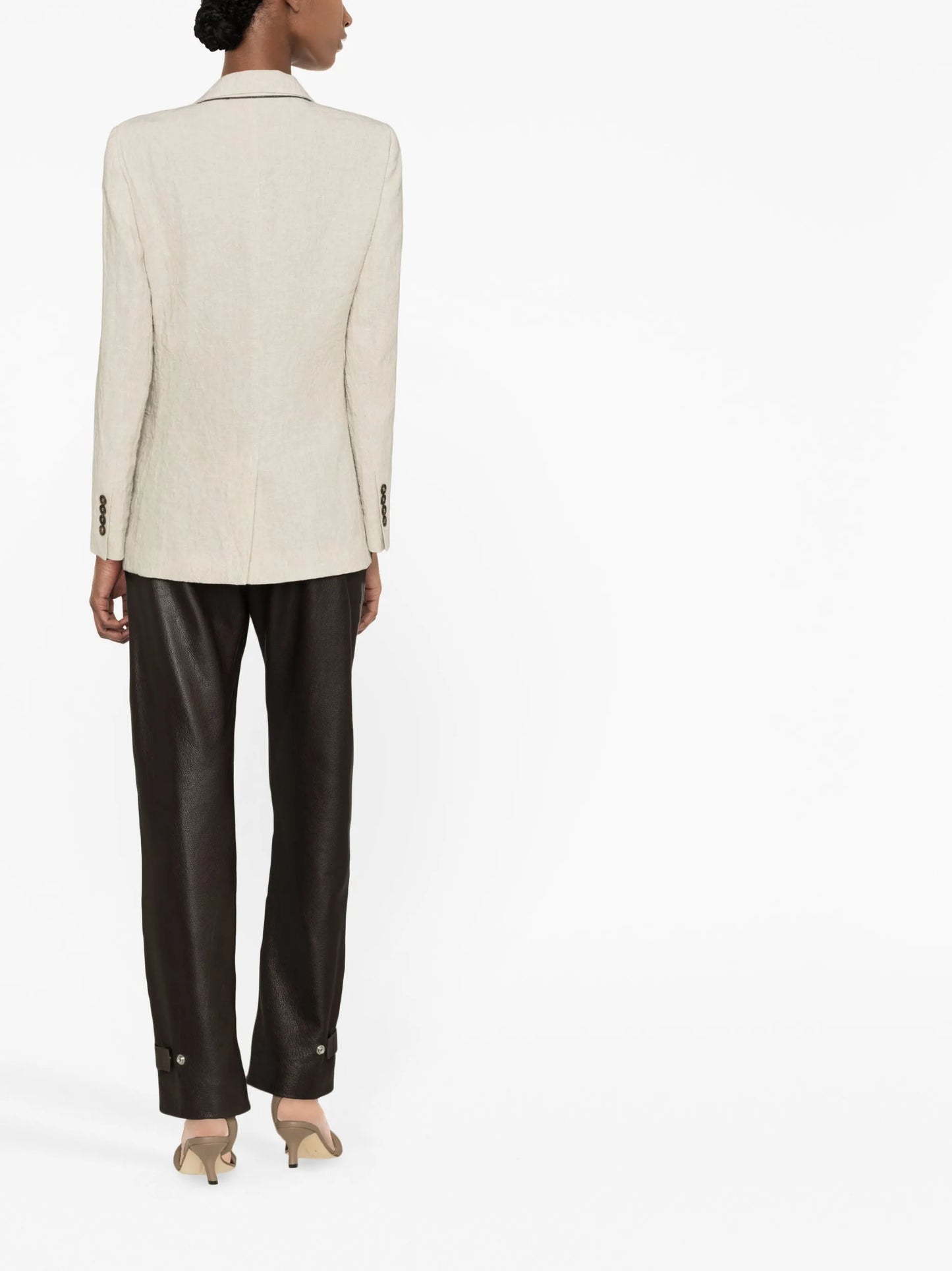 crinkled single-breasted linen blazer