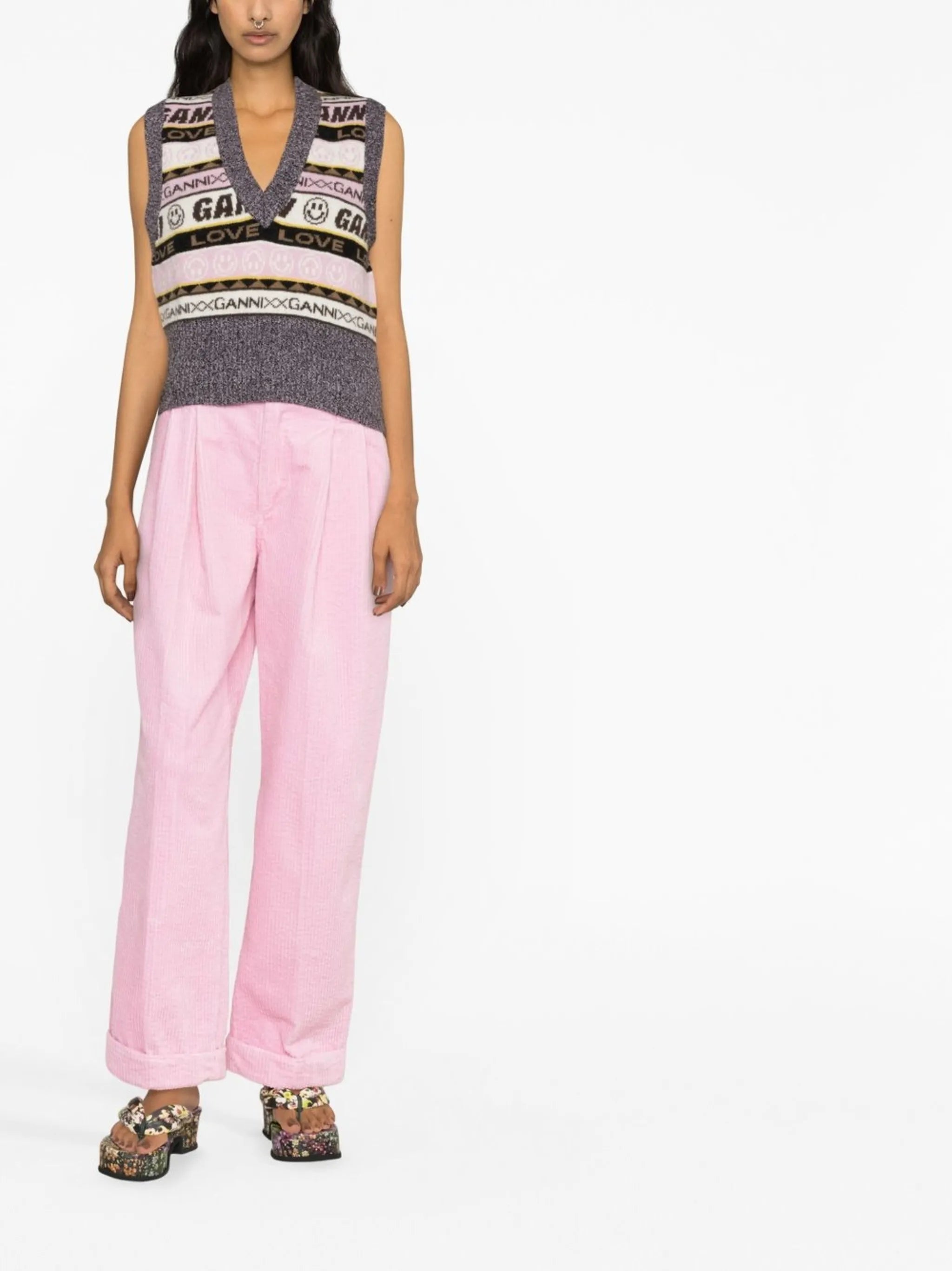 graphic knitted vest