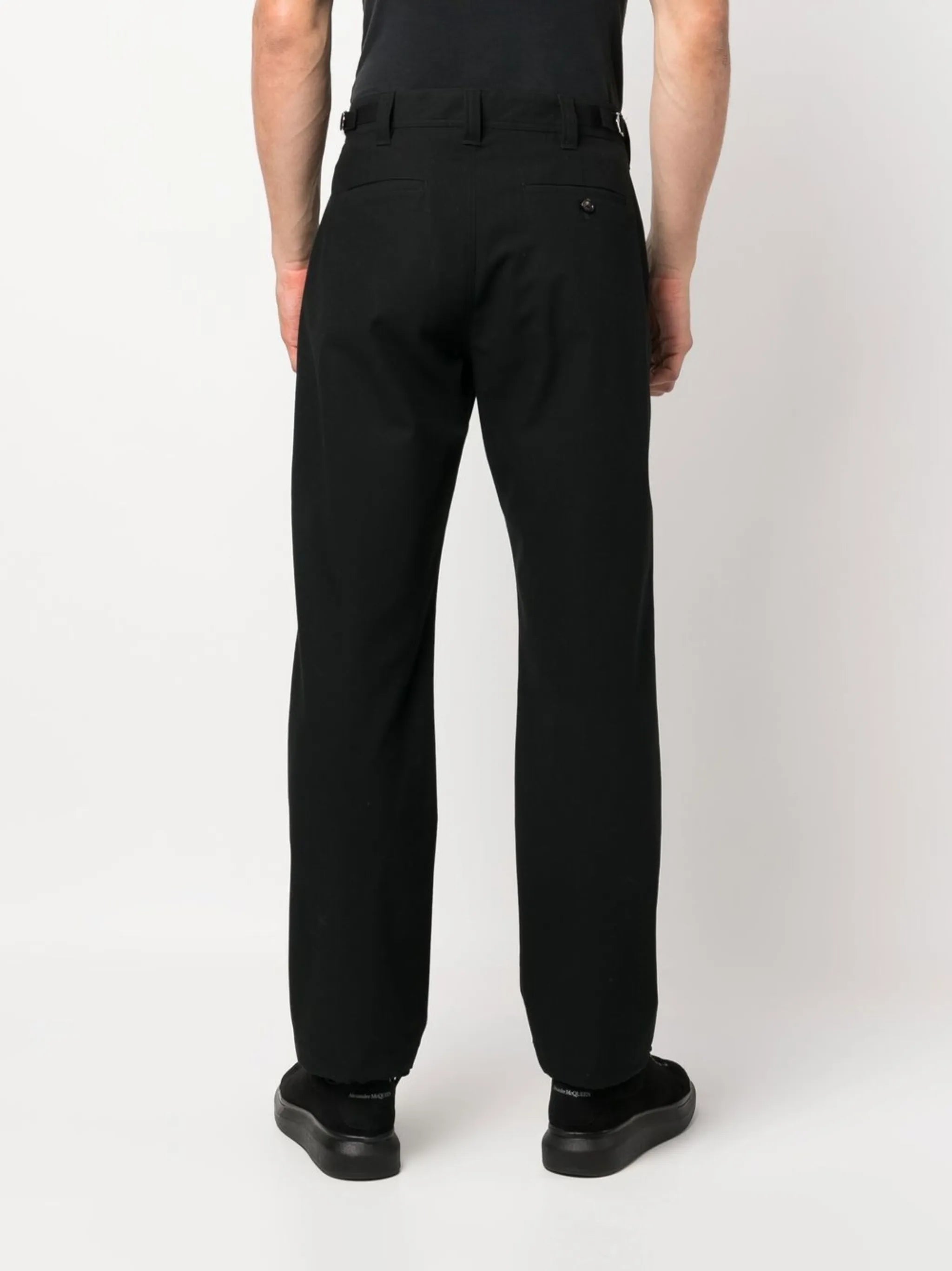 drawstring-hem cotton trousers