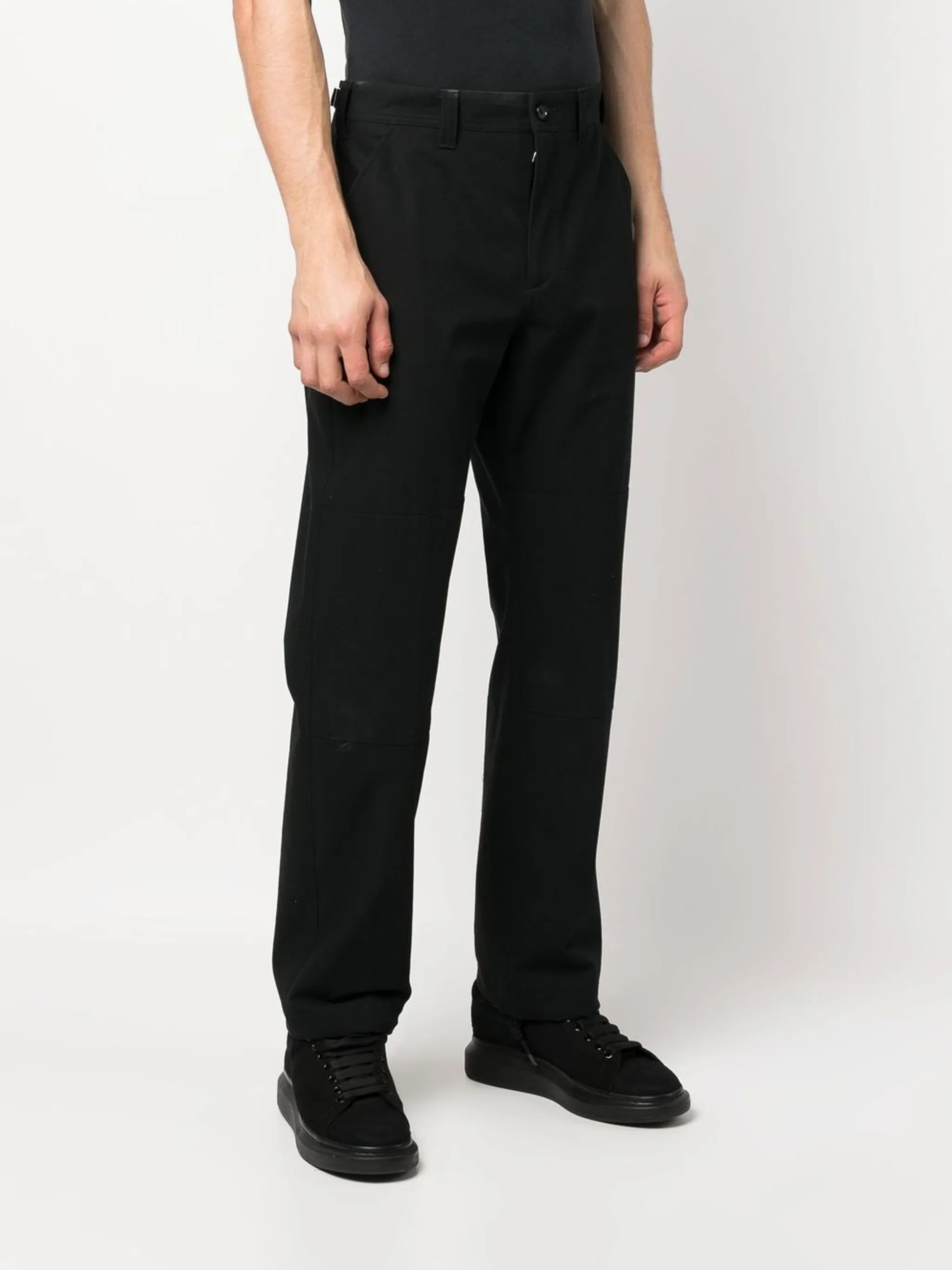 drawstring-hem cotton trousers