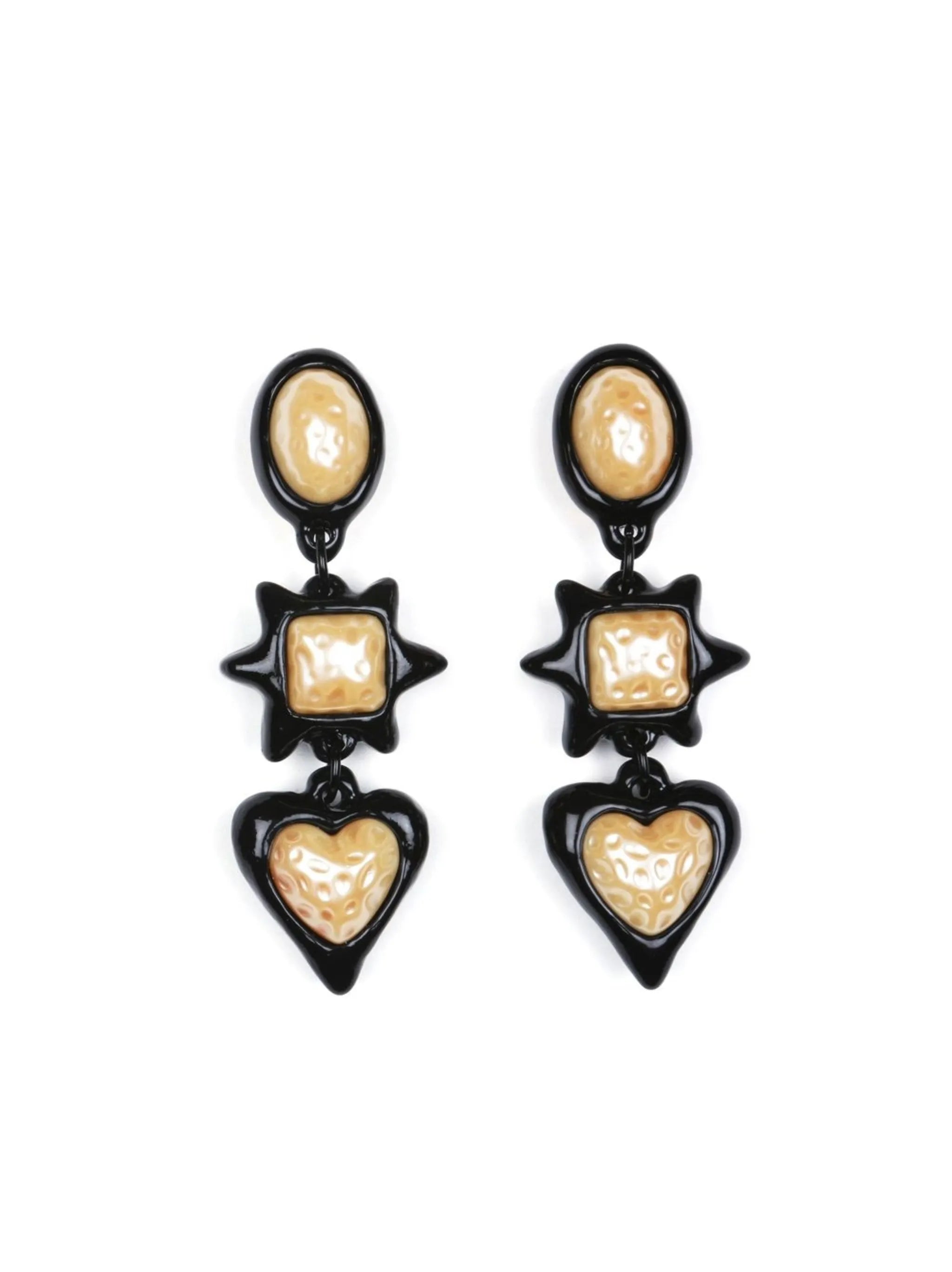heart pendant drop earrings