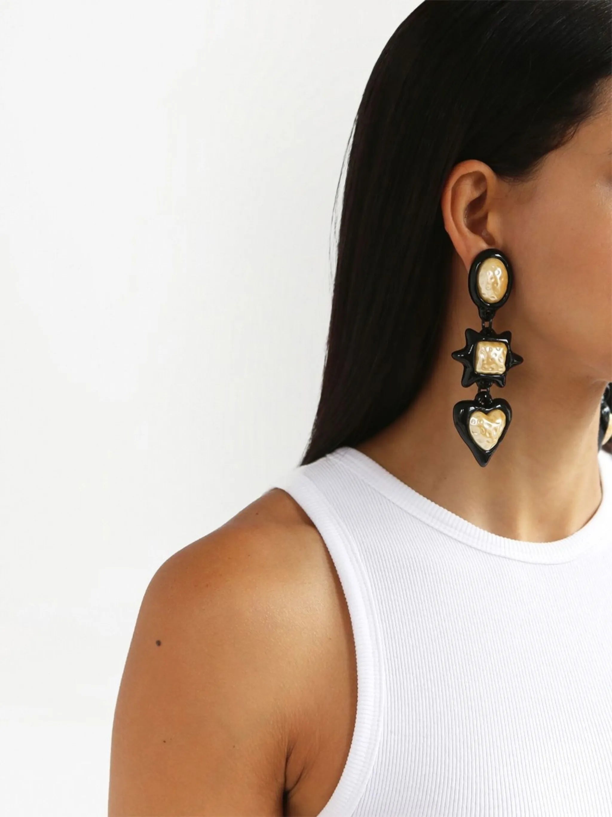 heart pendant drop earrings