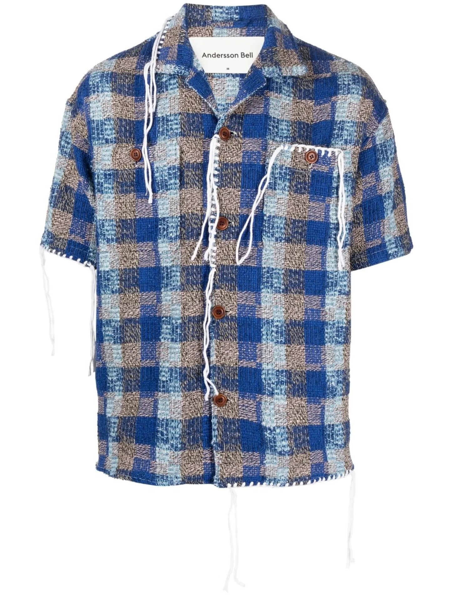 check-pattern whipstitch shirt