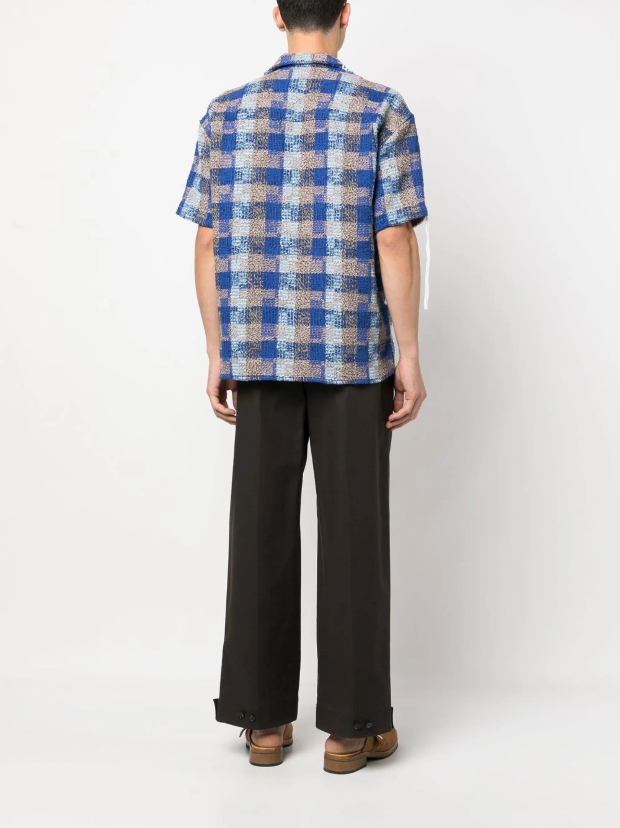 check-pattern whipstitch shirt