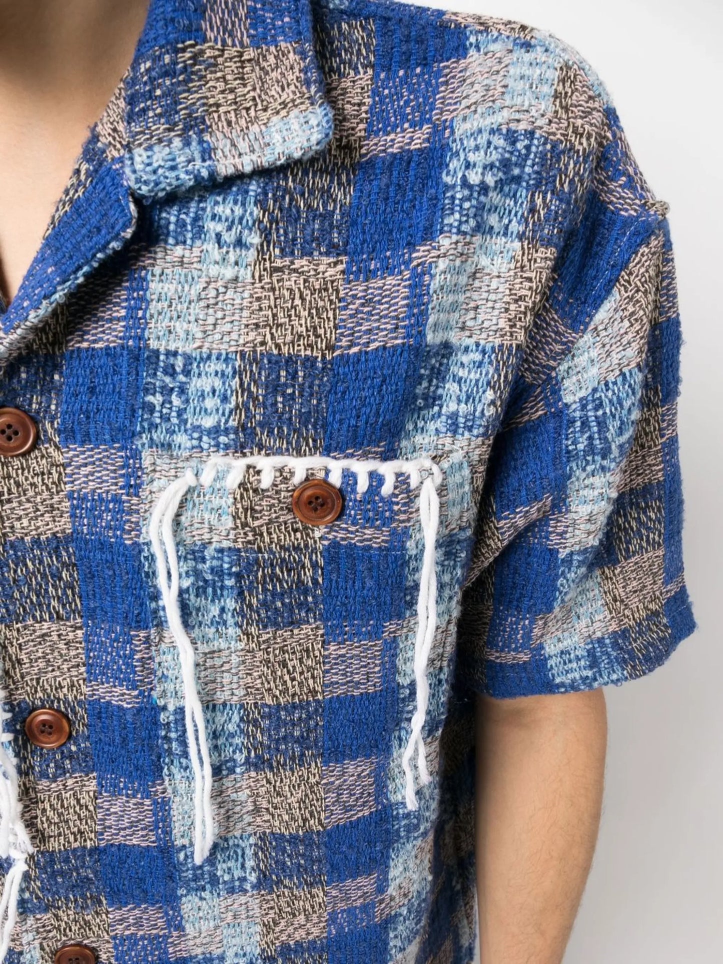 check-pattern whipstitch shirt