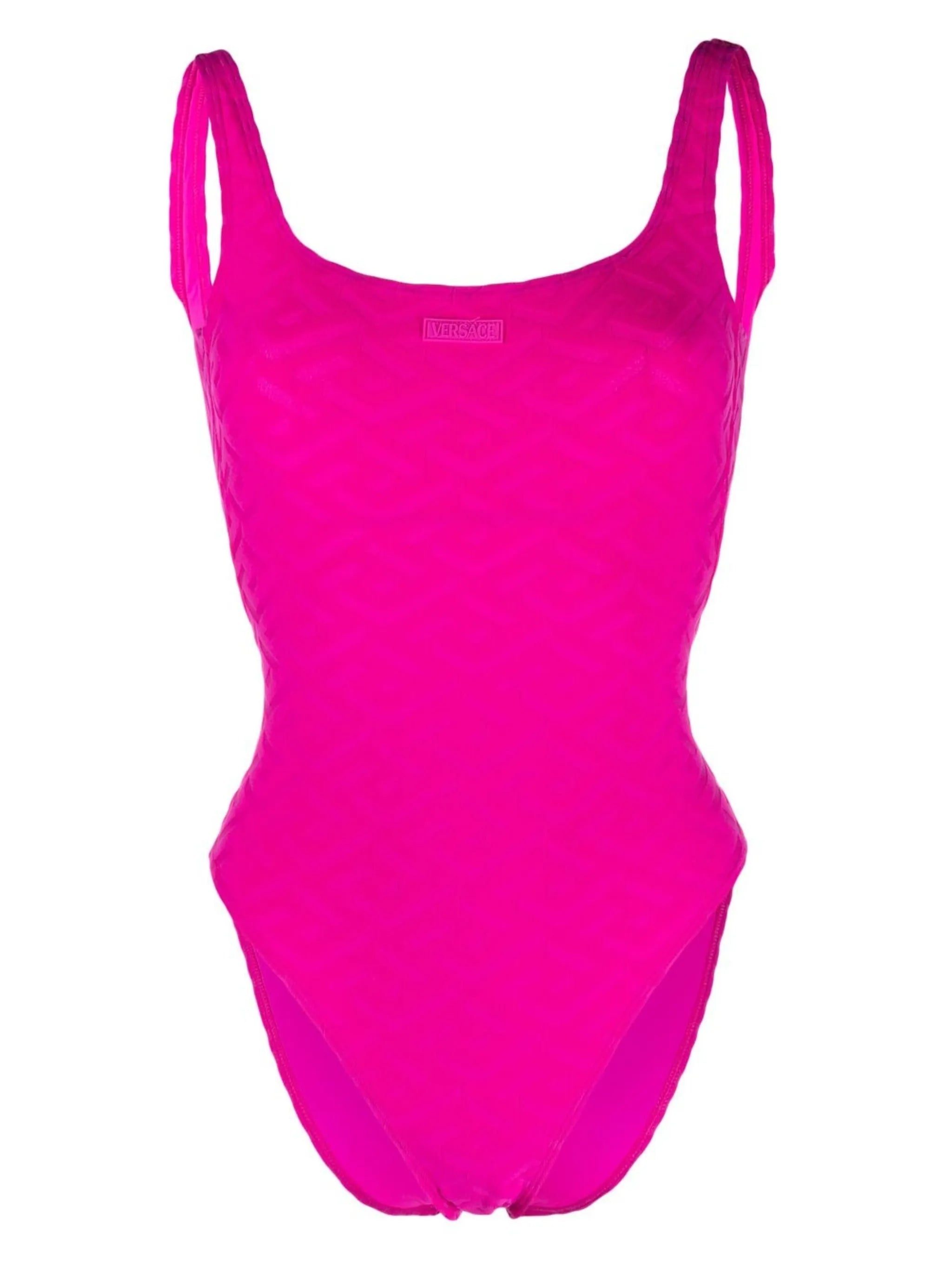Greca-embossed swimsuit