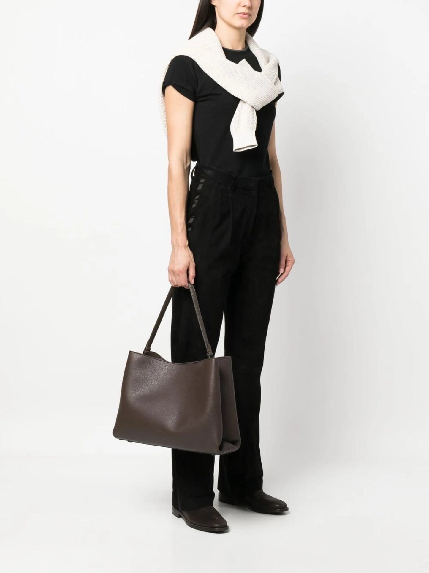 grained-leather tote bag