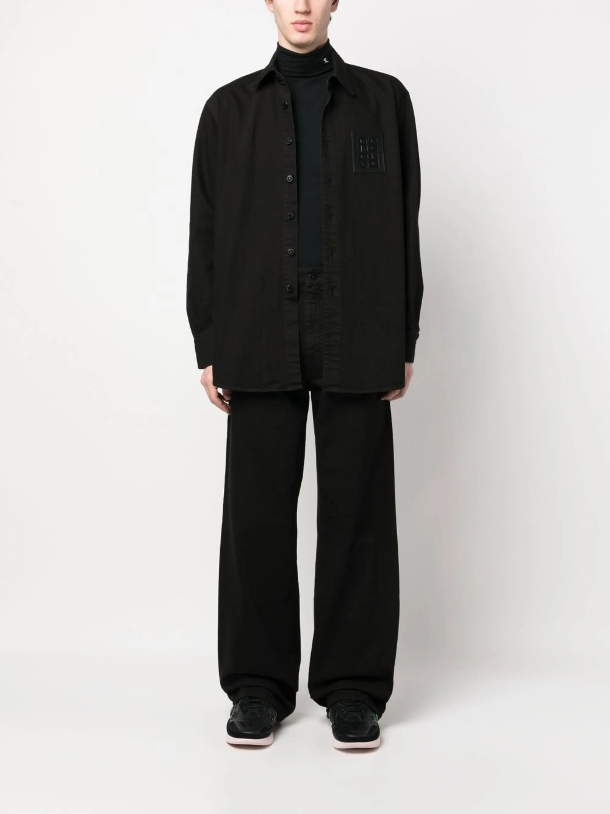 logo-patch denim overshirt