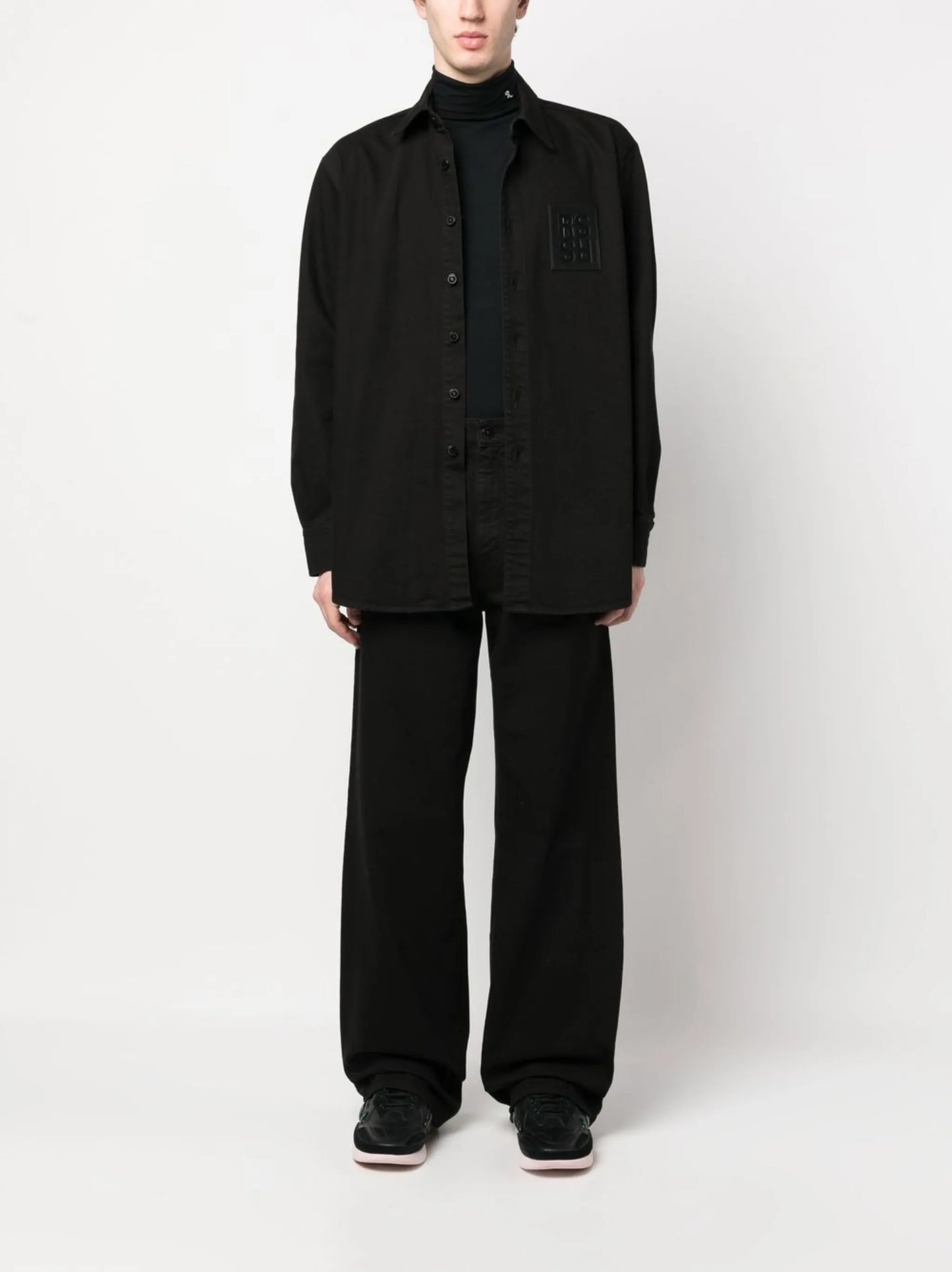 logo-patch denim overshirt