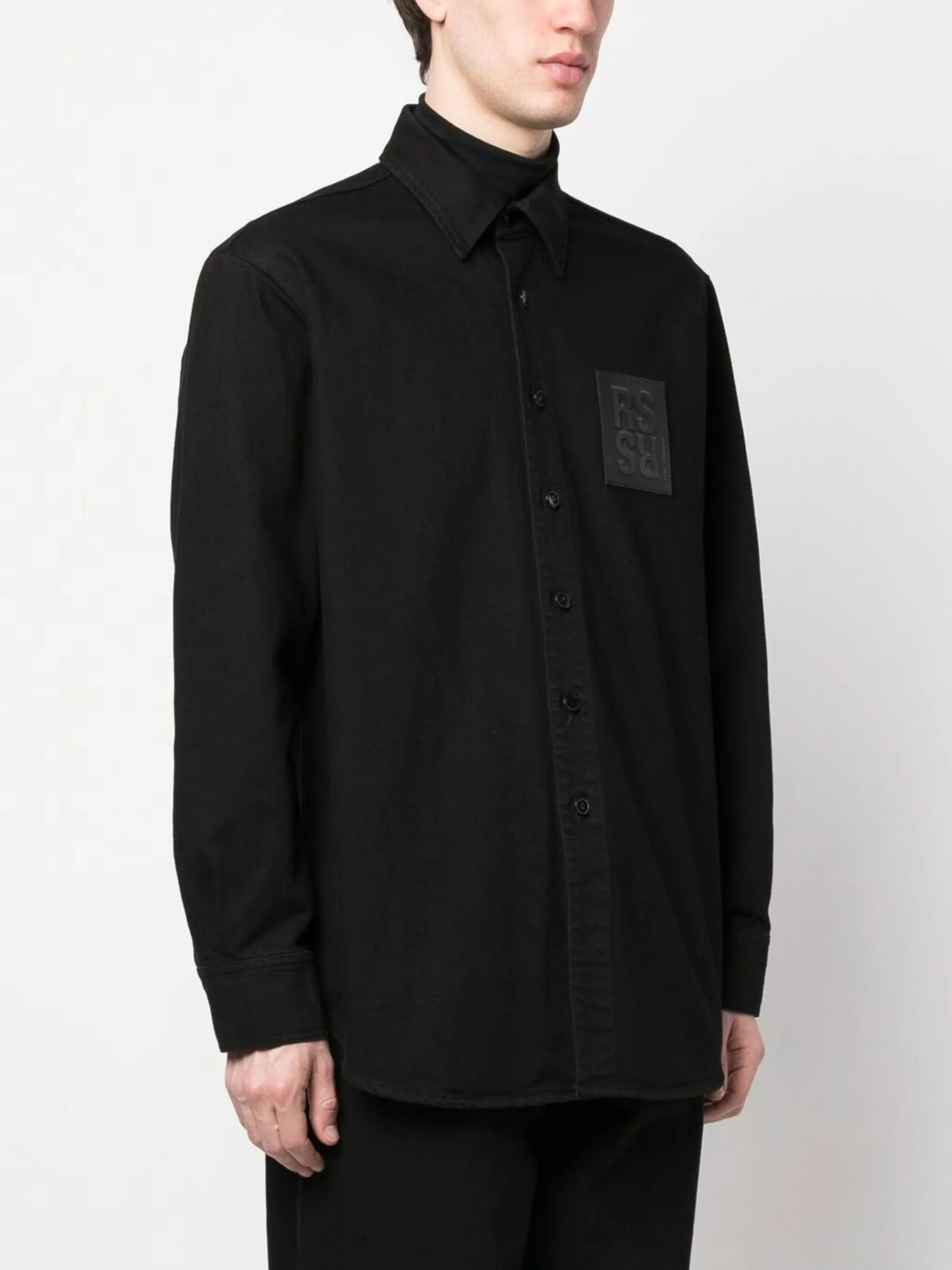 logo-patch denim overshirt