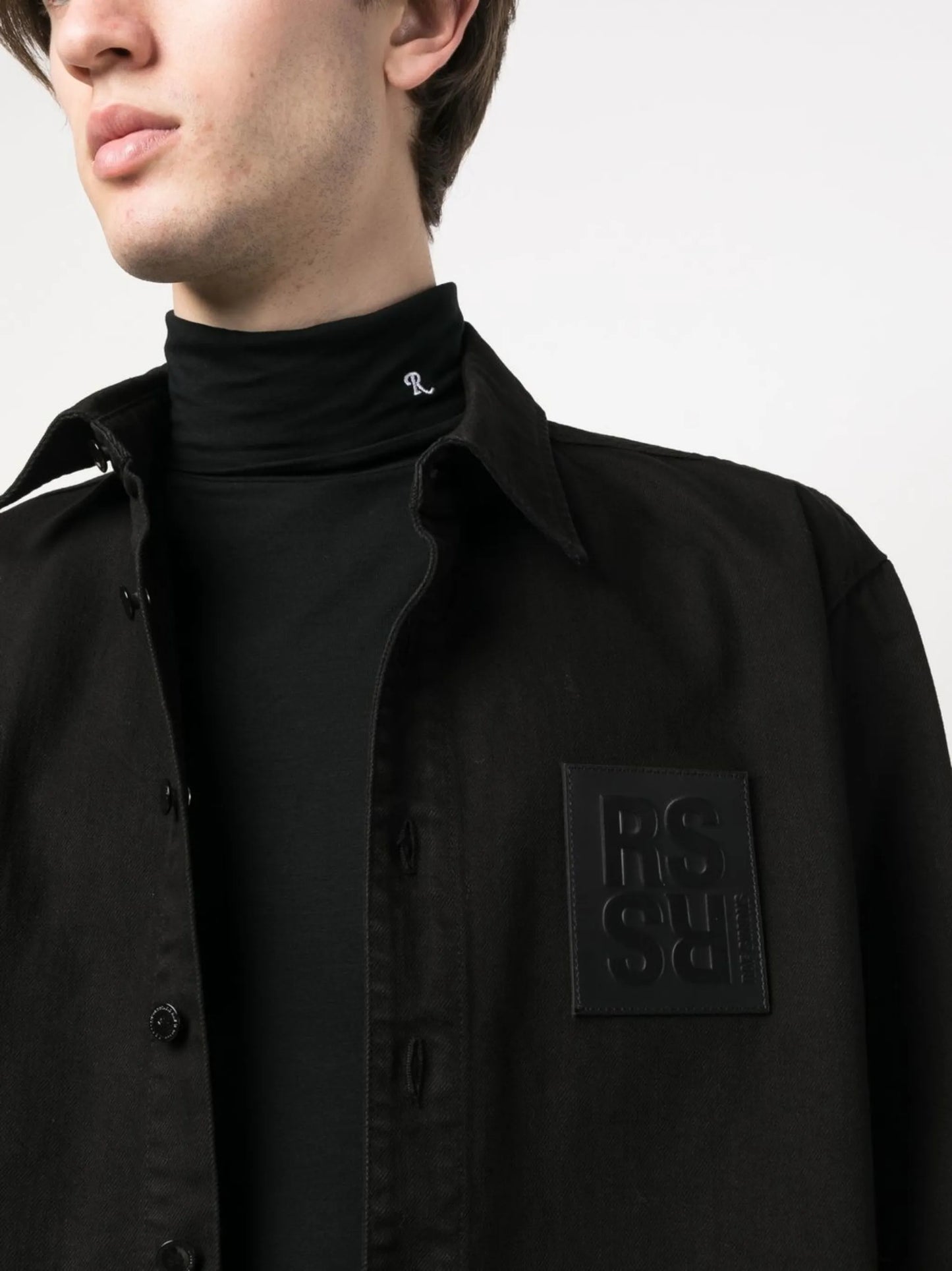 logo-patch denim overshirt
