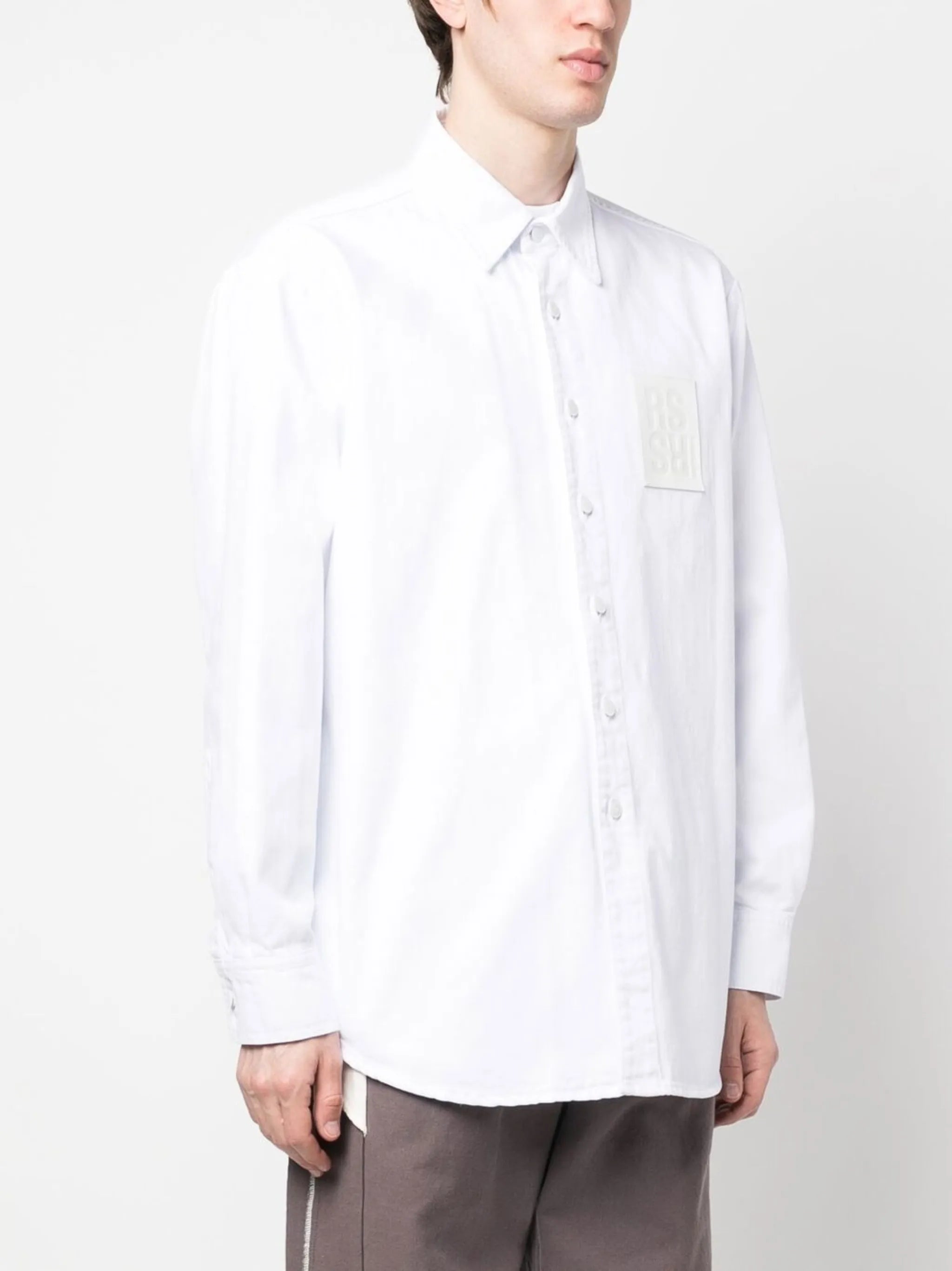 logo-patch denim overshirt