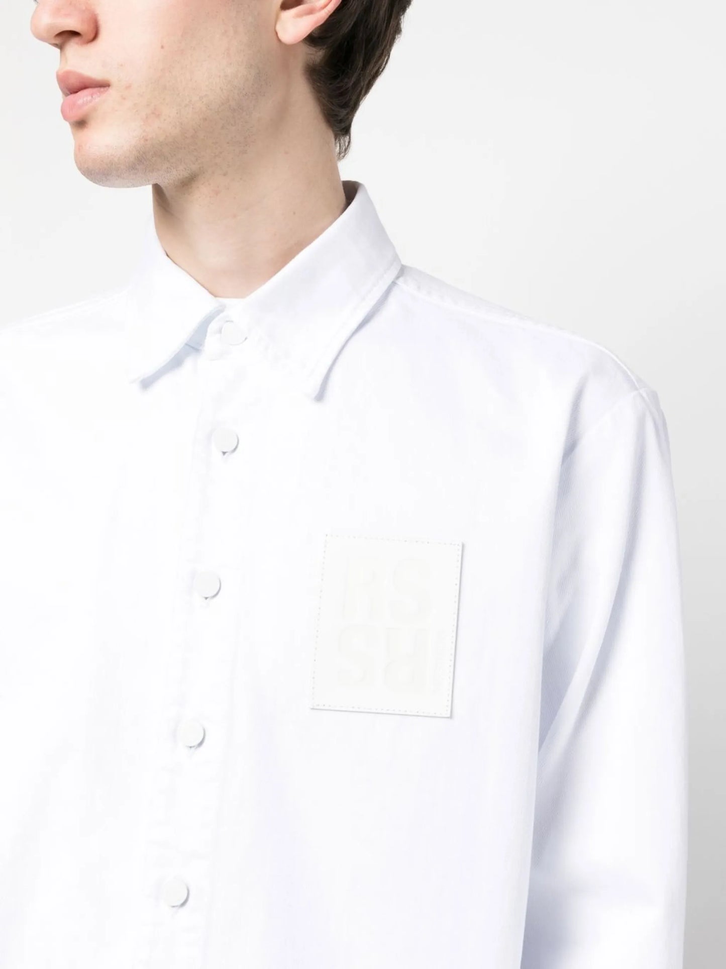 logo-patch denim overshirt