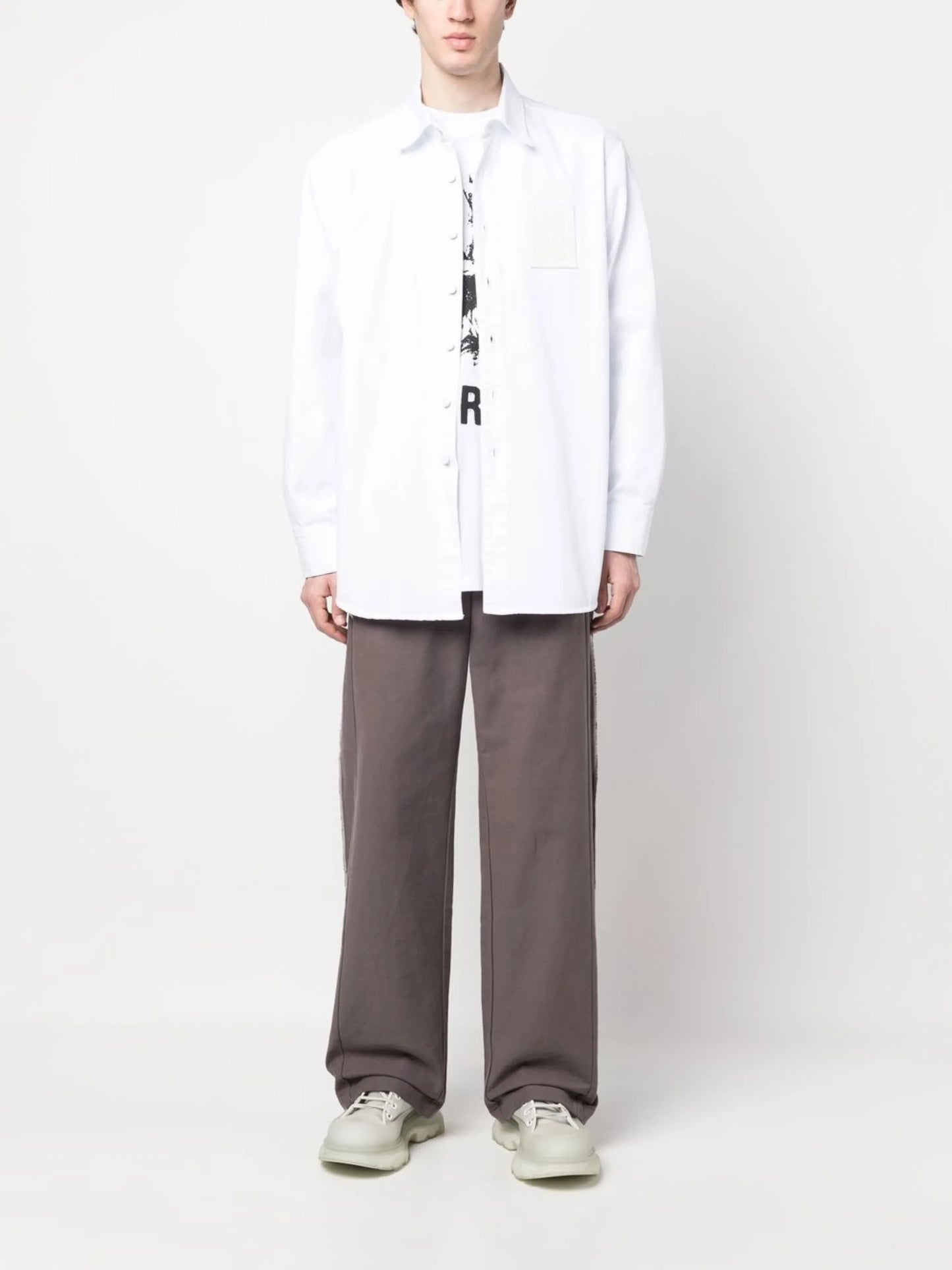 logo-patch denim overshirt
