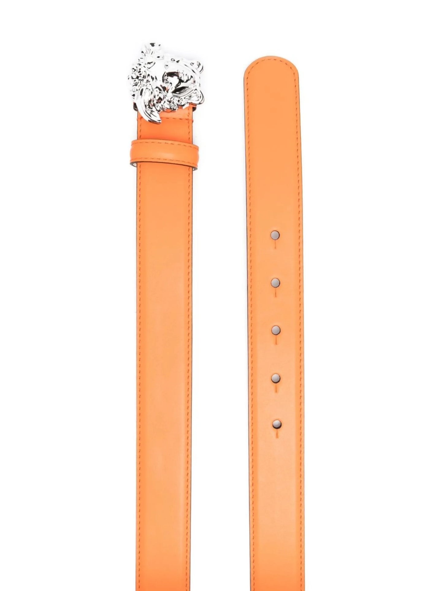 Medusa-buckle leather belt