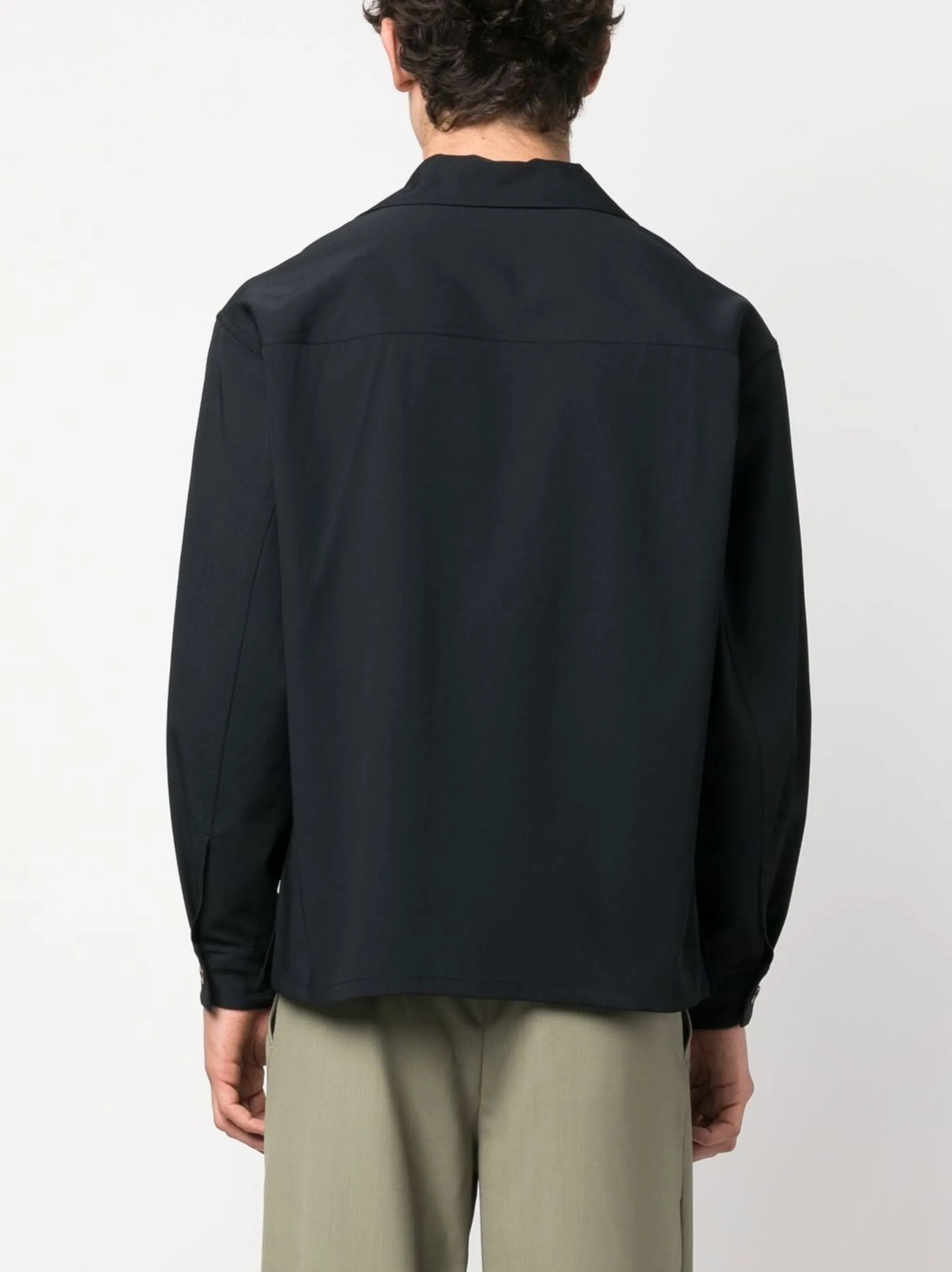 notched-collar wool shirt