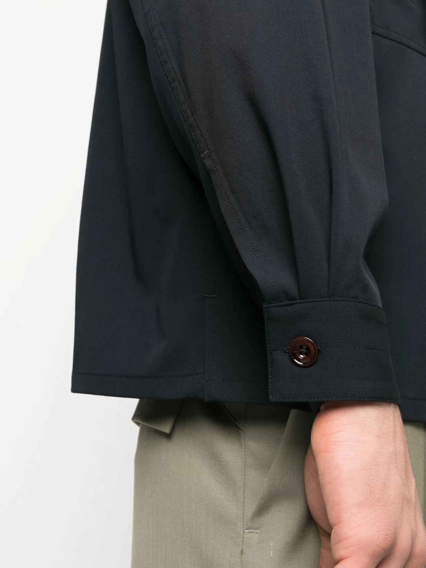 notched-collar wool shirt