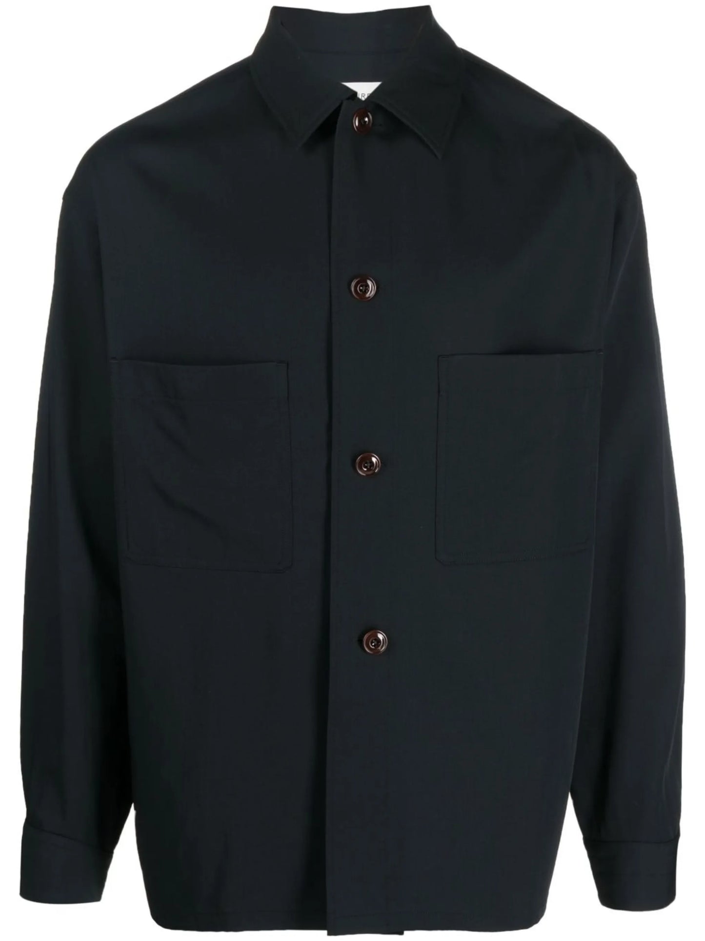 notched-collar wool shirt