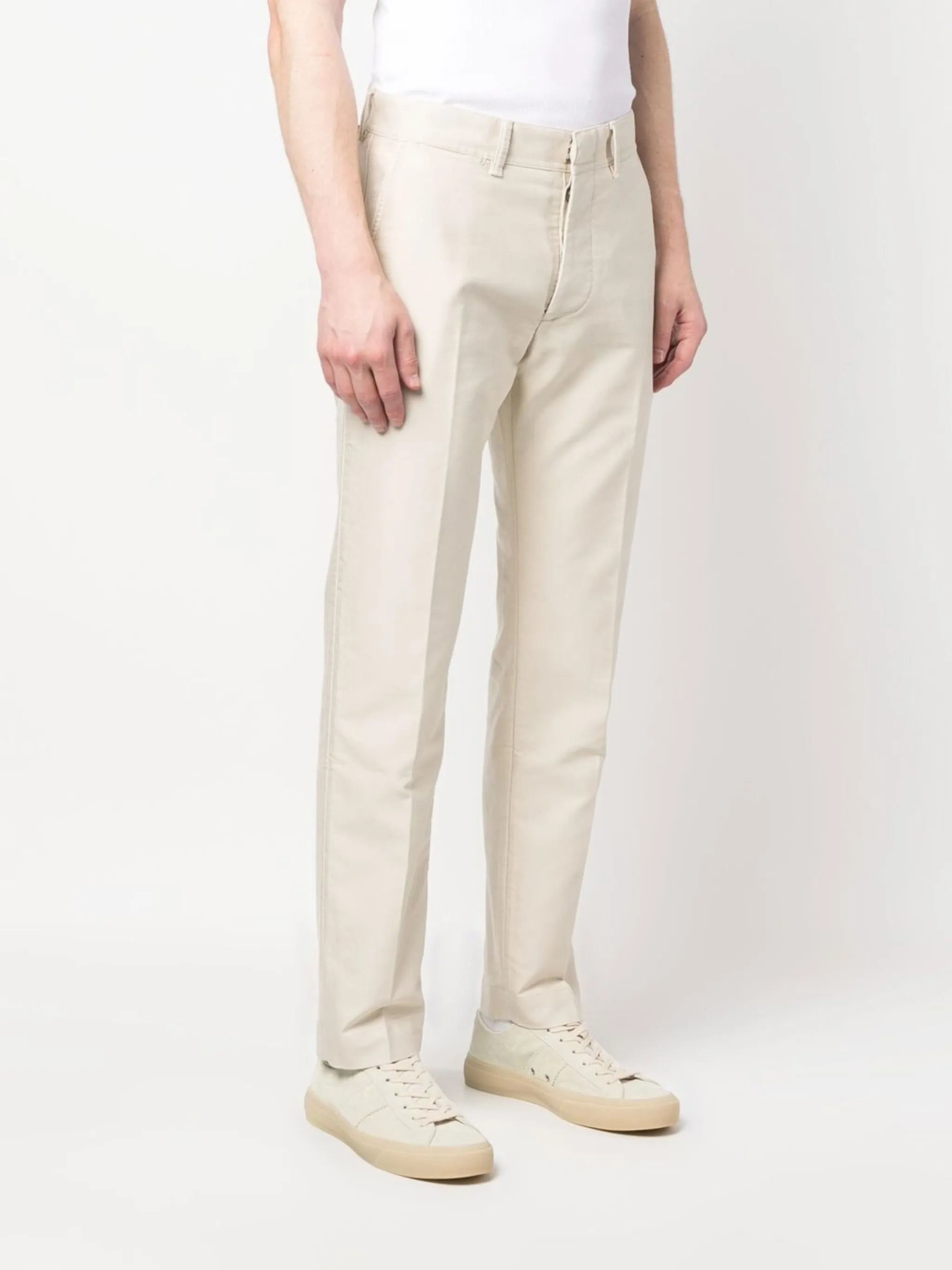 cotton straight-leg trousers