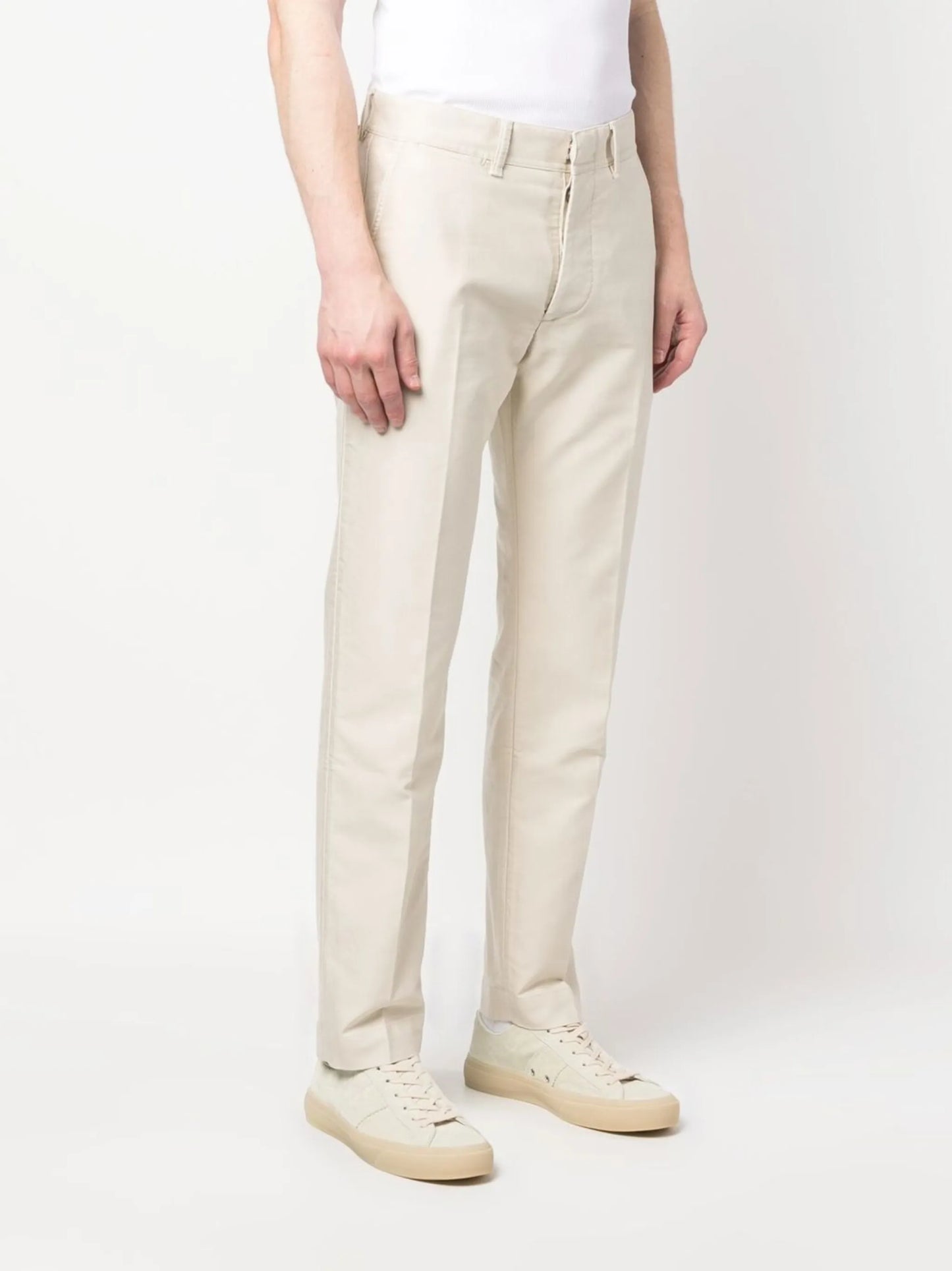cotton straight-leg trousers