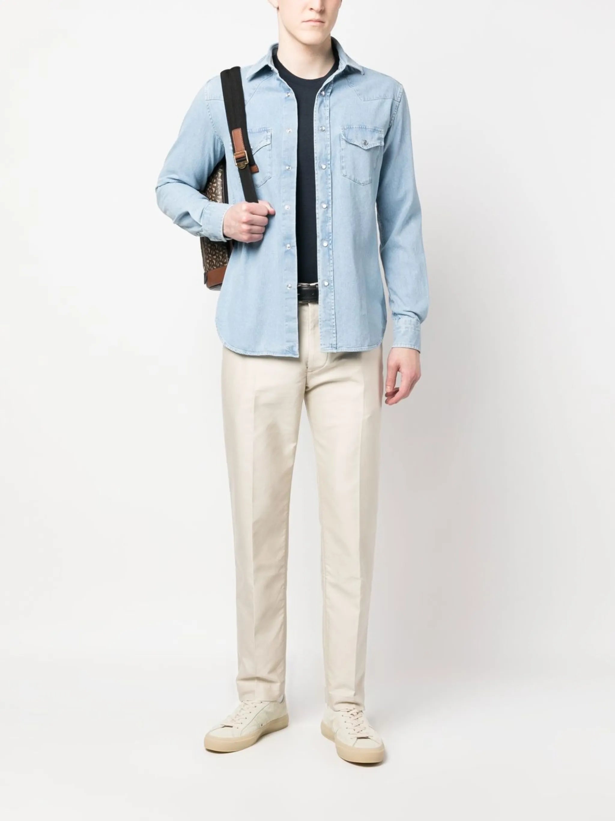 cotton straight-leg trousers