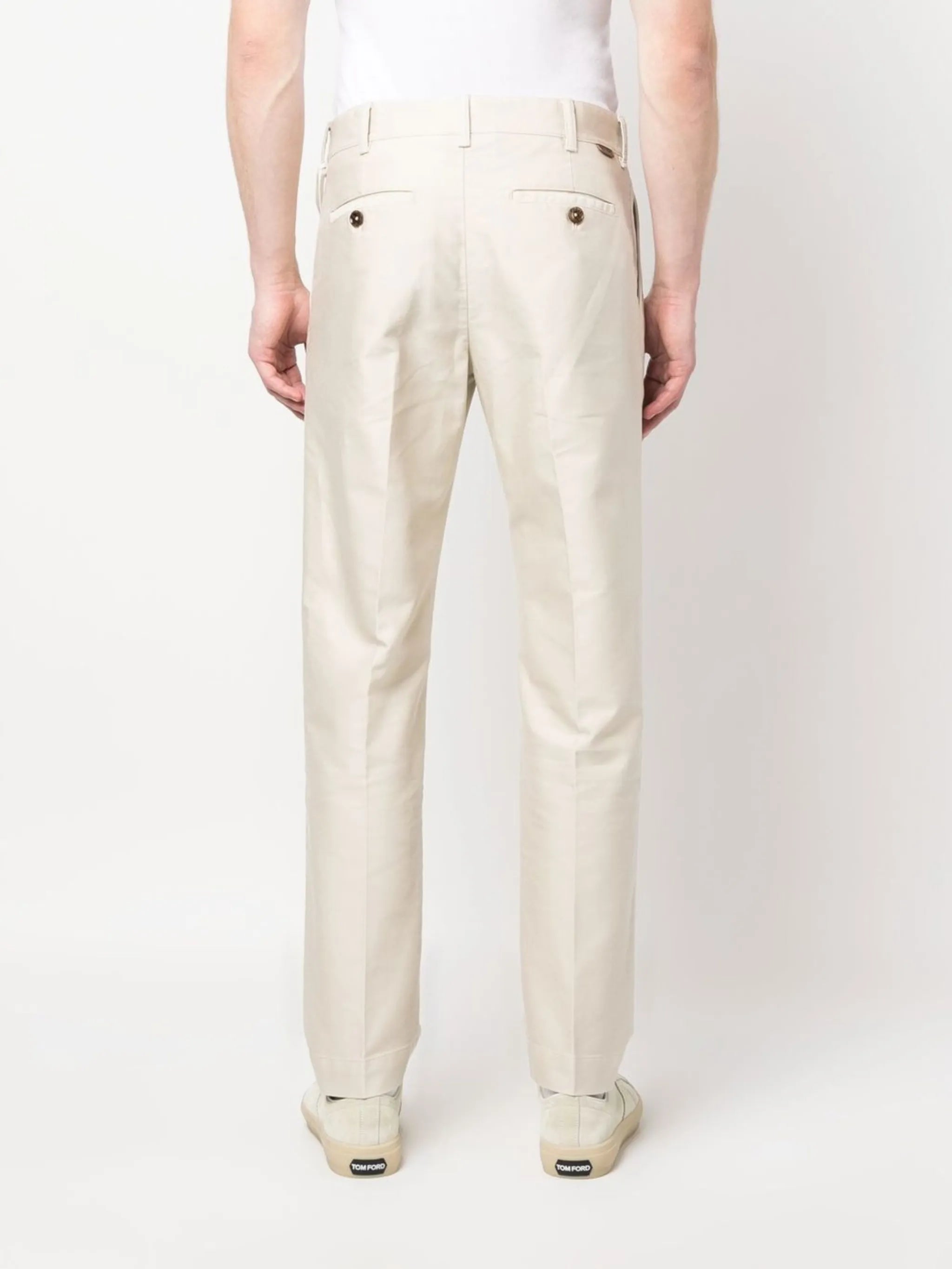 cotton straight-leg trousers