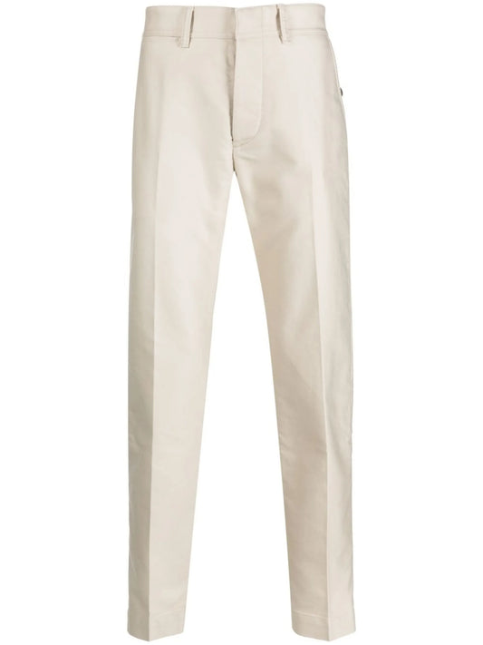 cotton straight-leg trousers