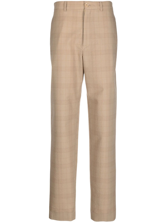 check-print high-waisted trousers
