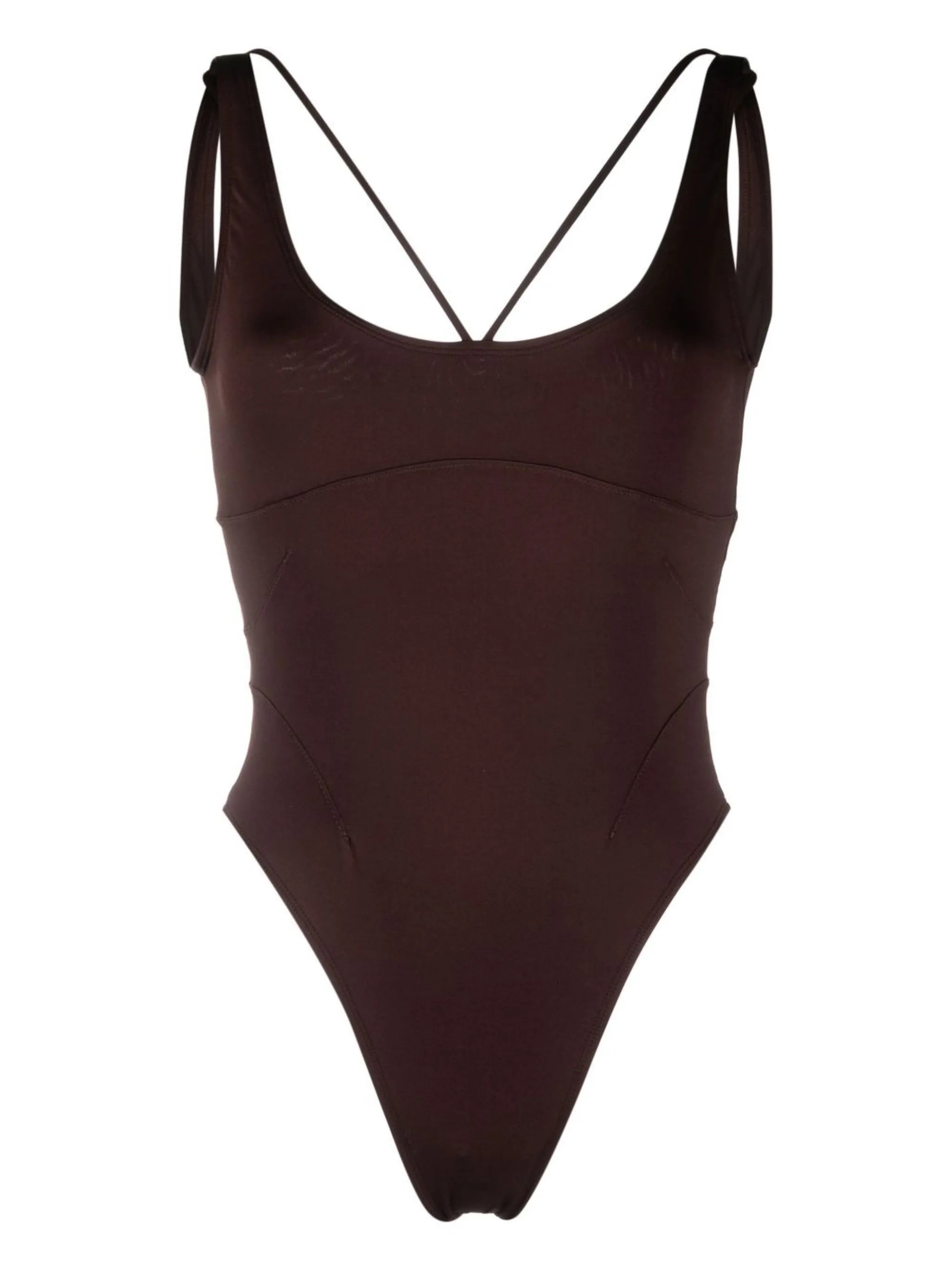 logo-plaque one-piece swimsuit