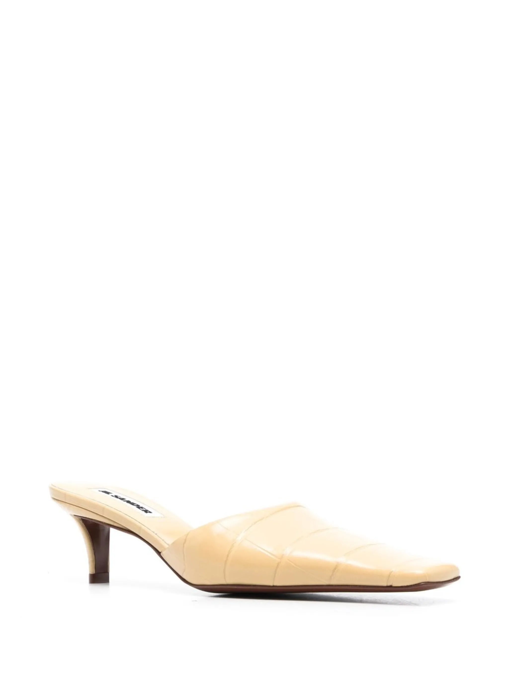 60mm leather crocodile effect mules