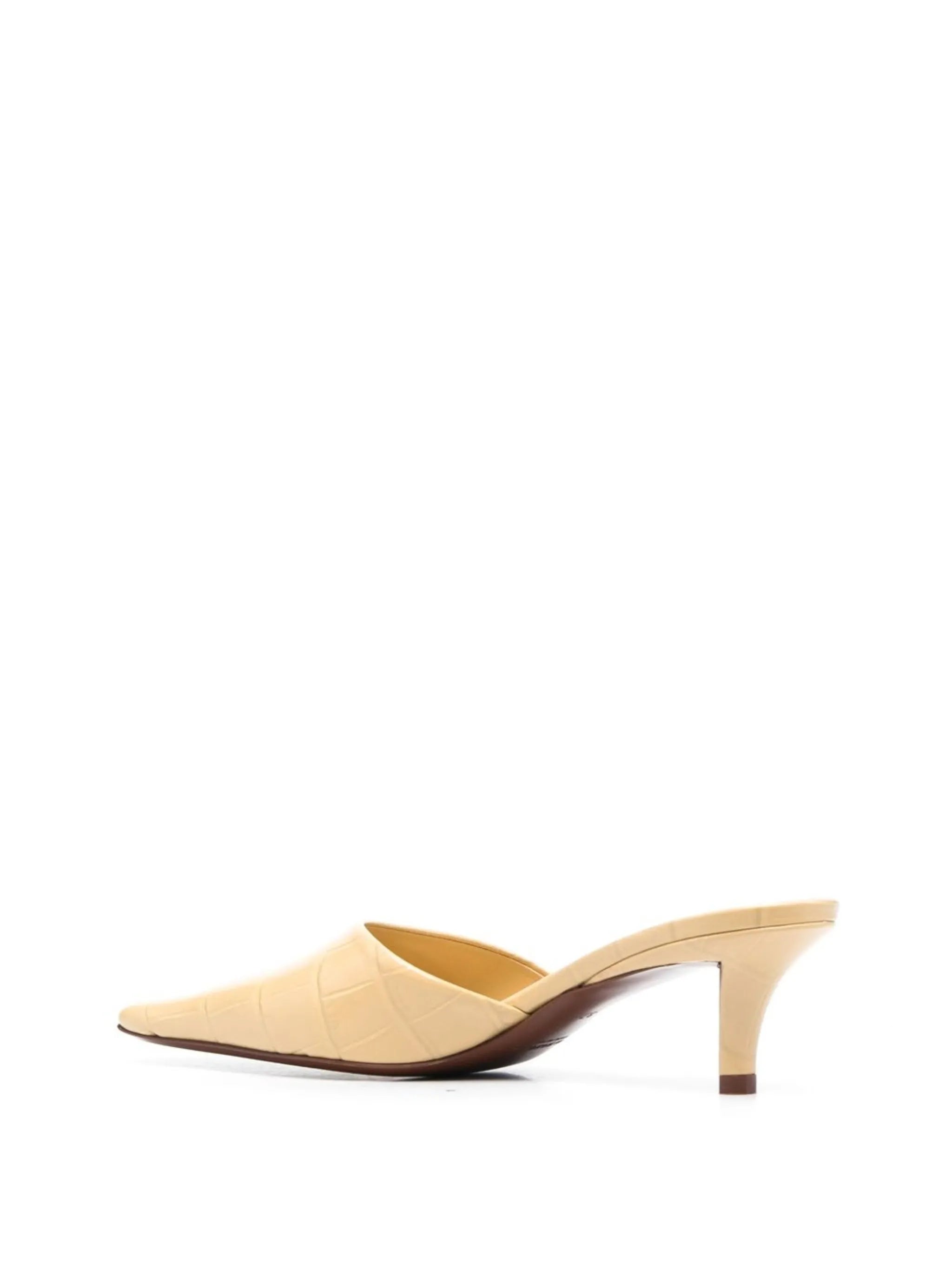 60mm leather crocodile effect mules