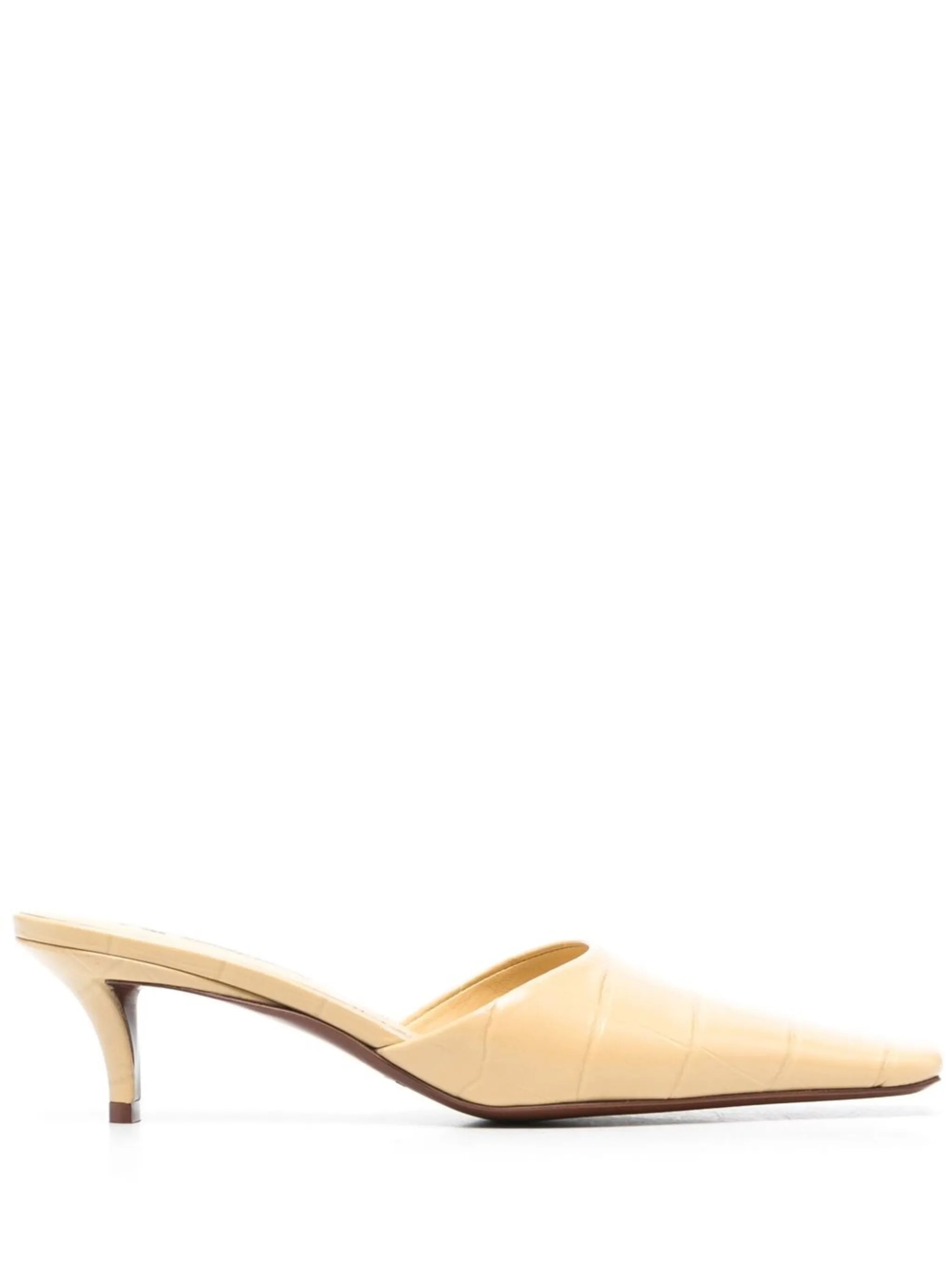 60mm leather crocodile effect mules