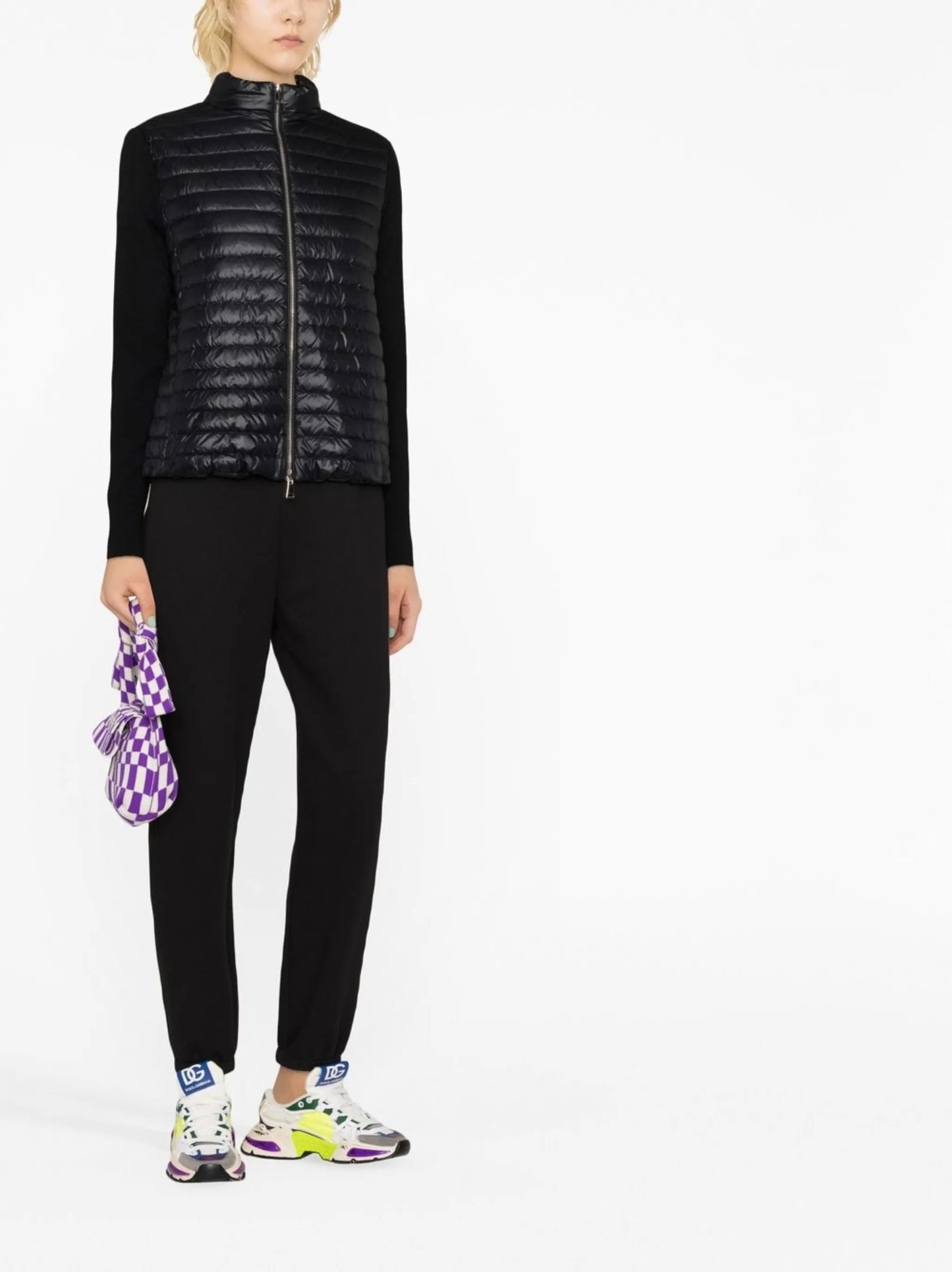 contrasting-sleeve padded jacket
