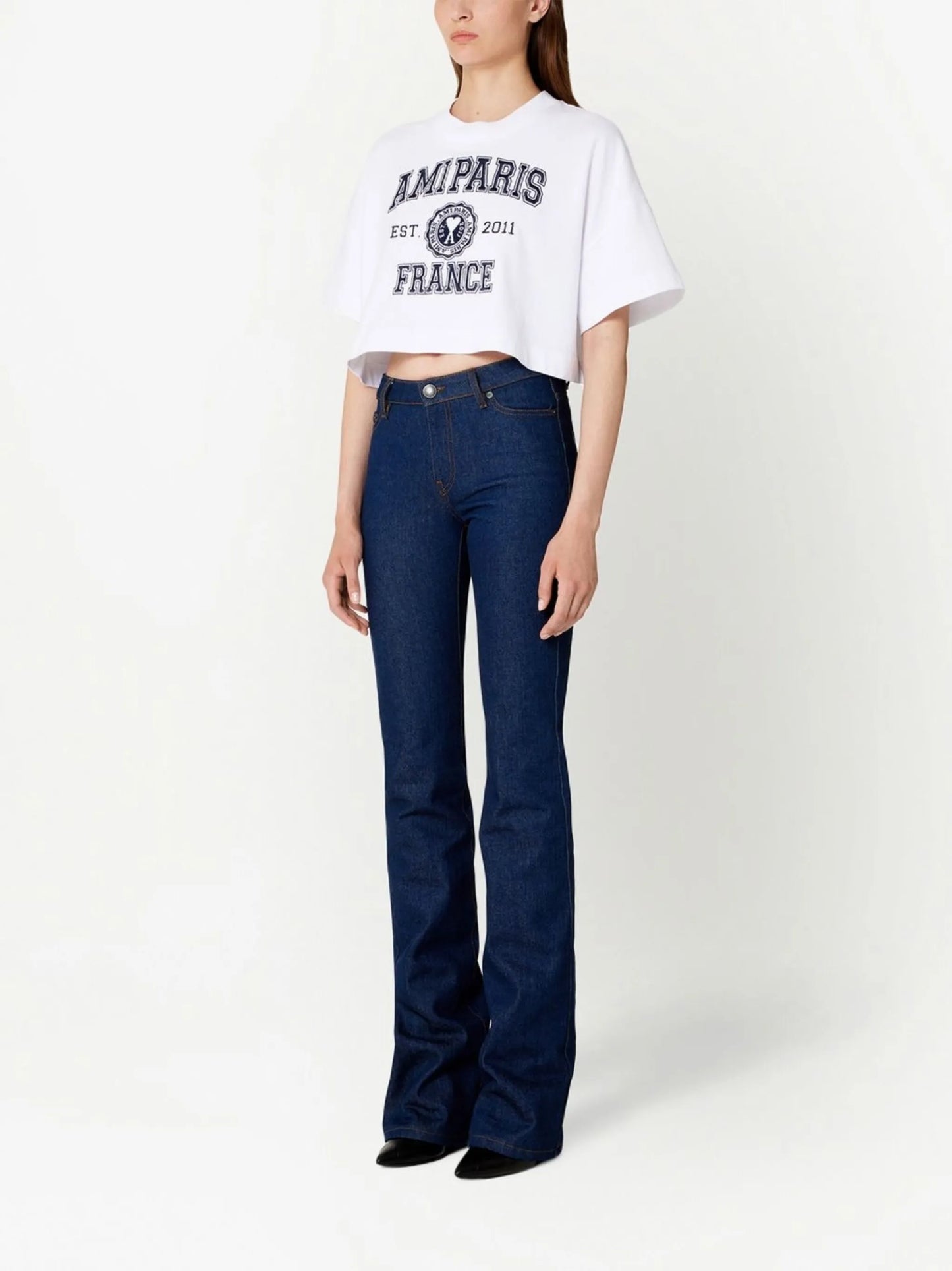 logo-print cropped T-shirt