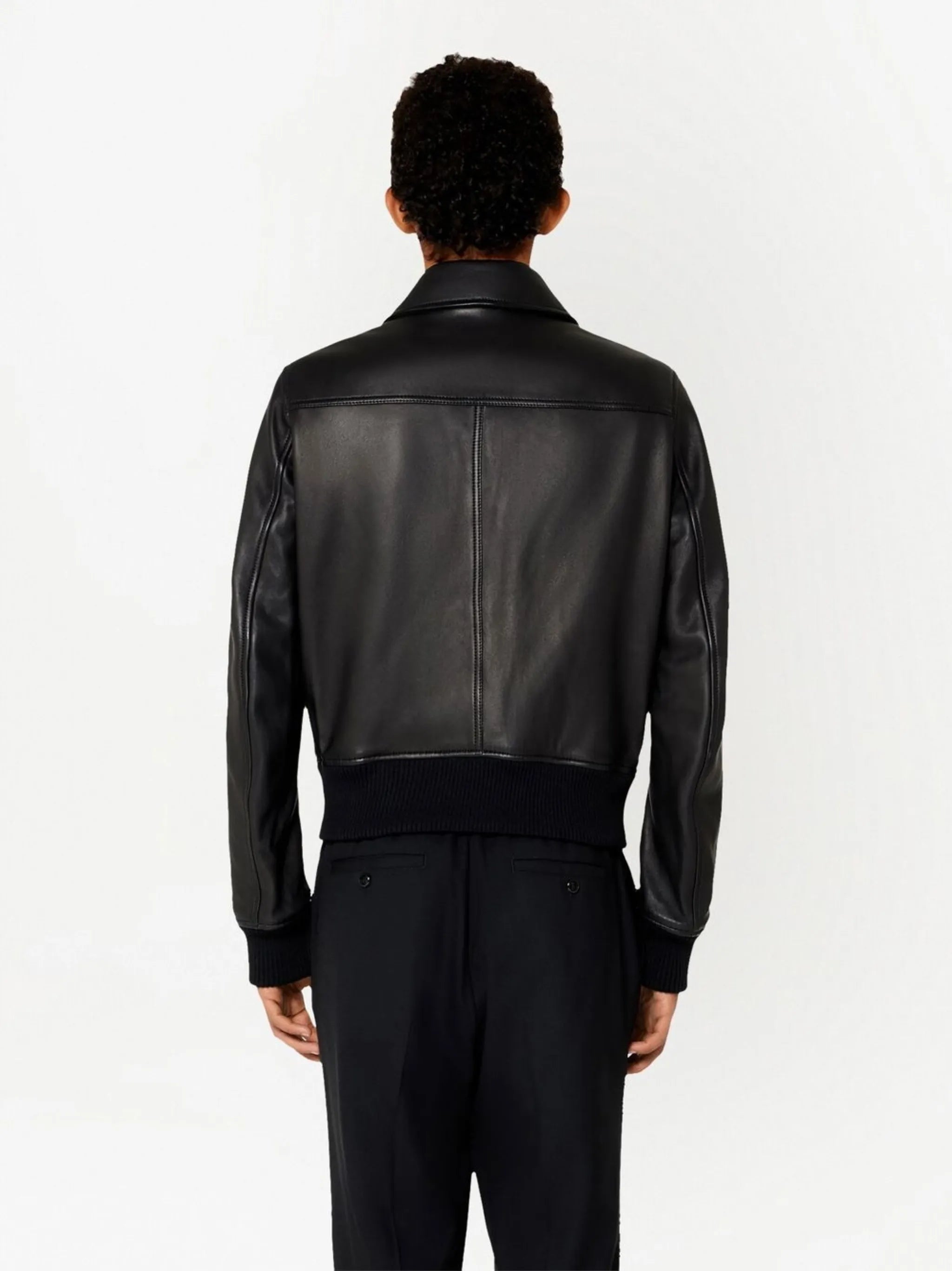 zip-up leather jacket