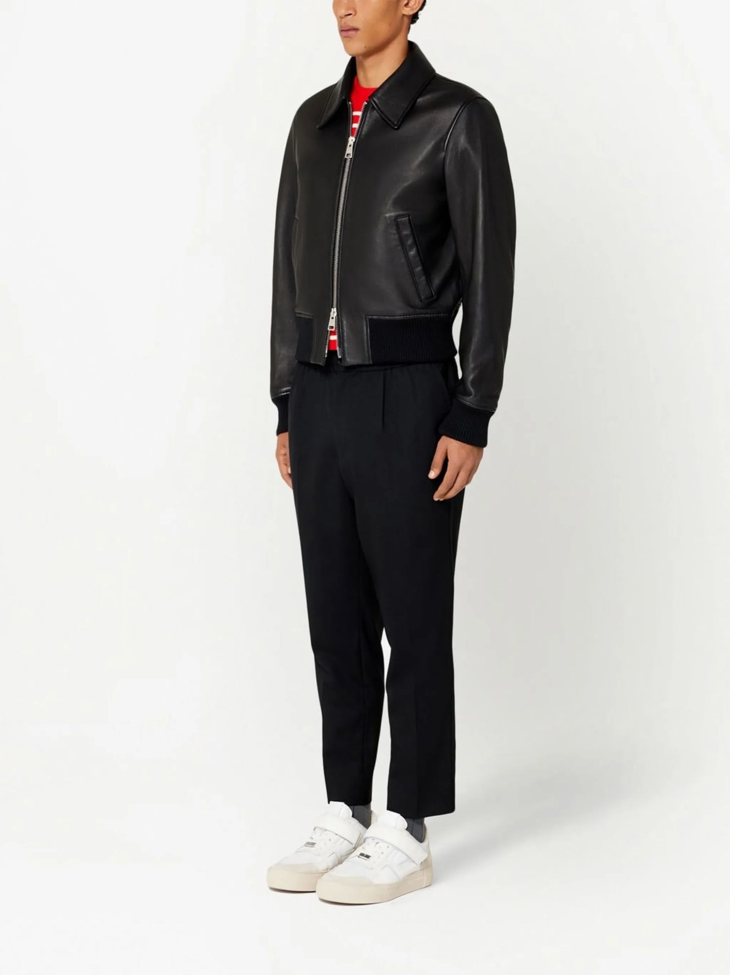zip-up leather jacket