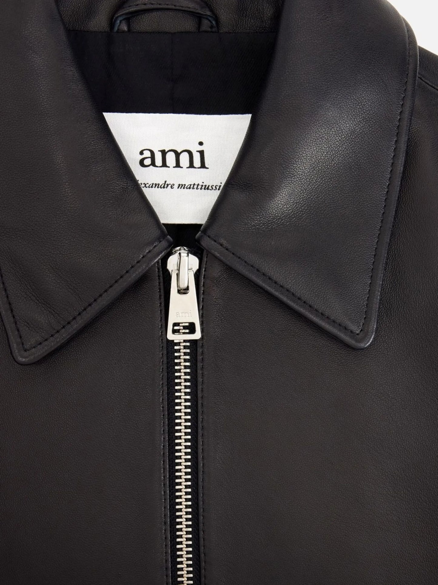 zip-up leather jacket