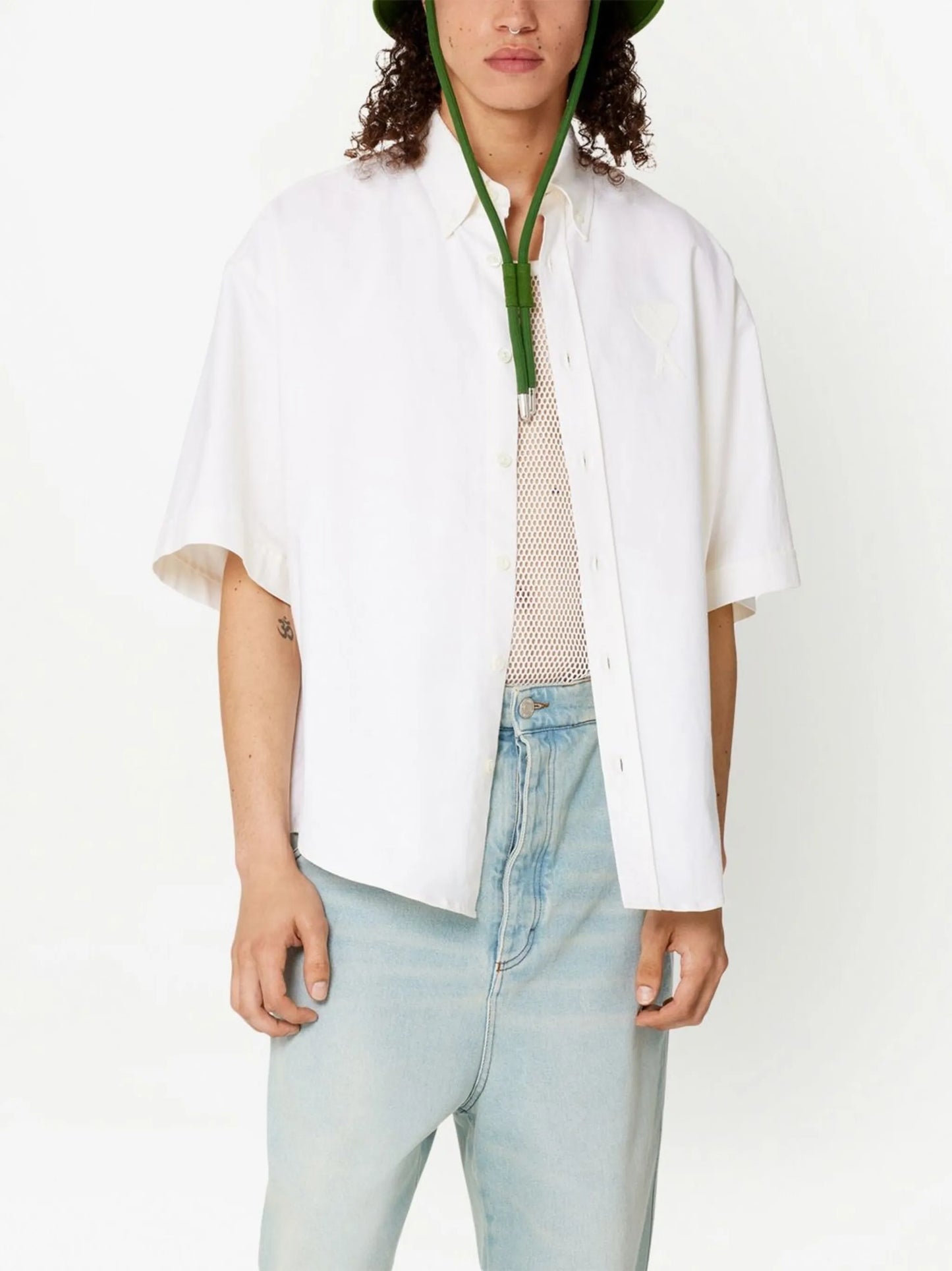 embroidered-logo button-down shirt