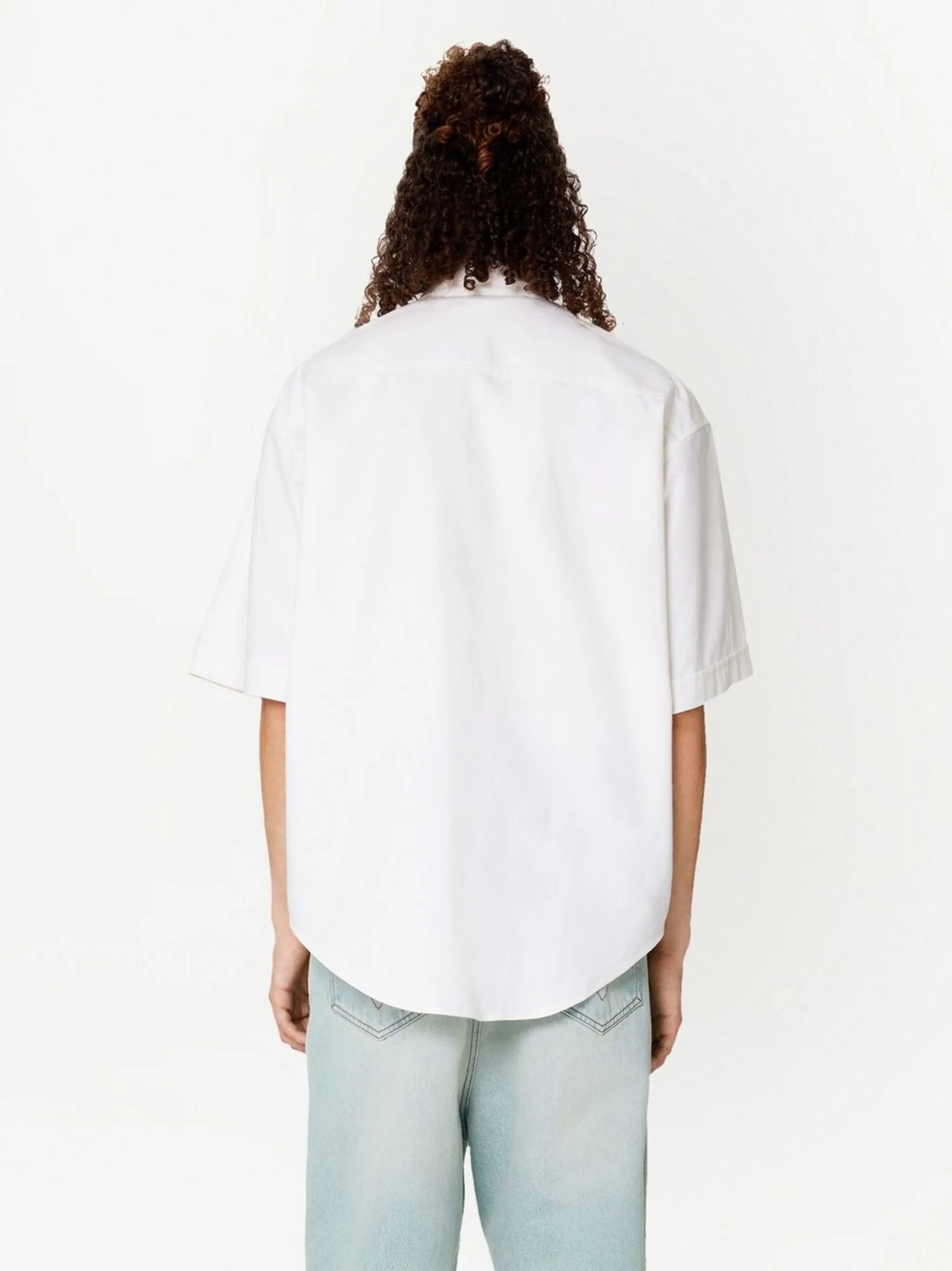 embroidered-logo button-down shirt