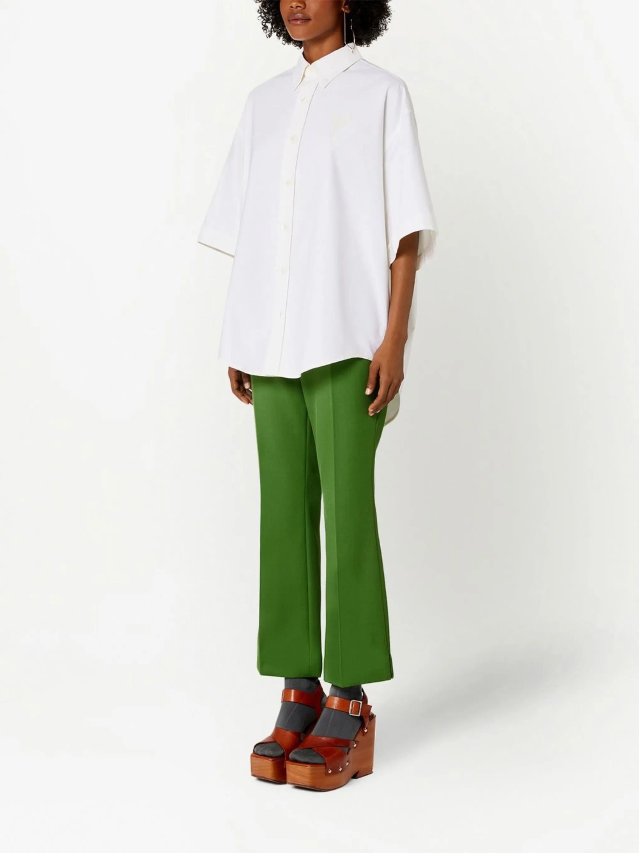 embroidered-logo button-down shirt