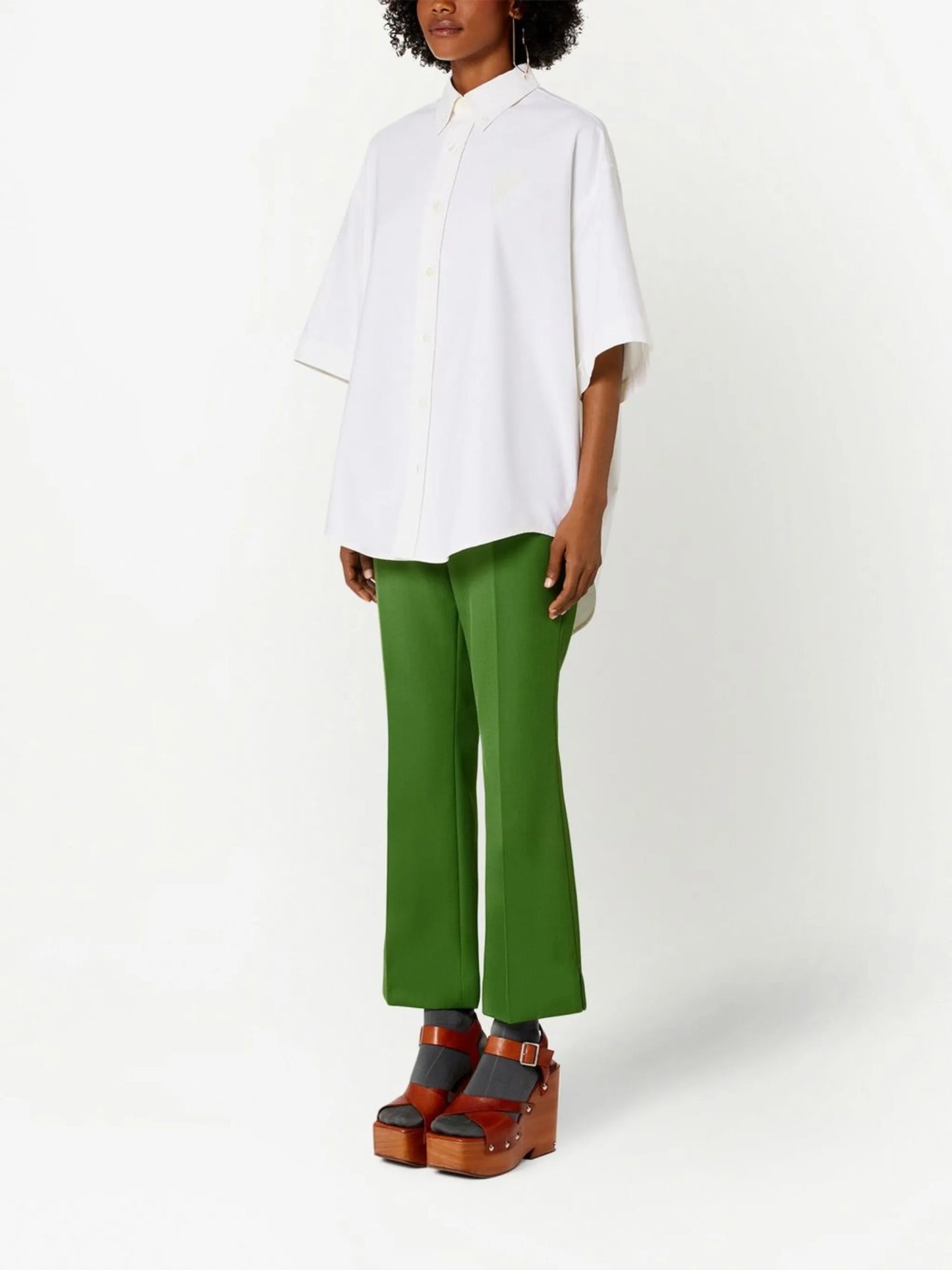 embroidered-logo button-down shirt
