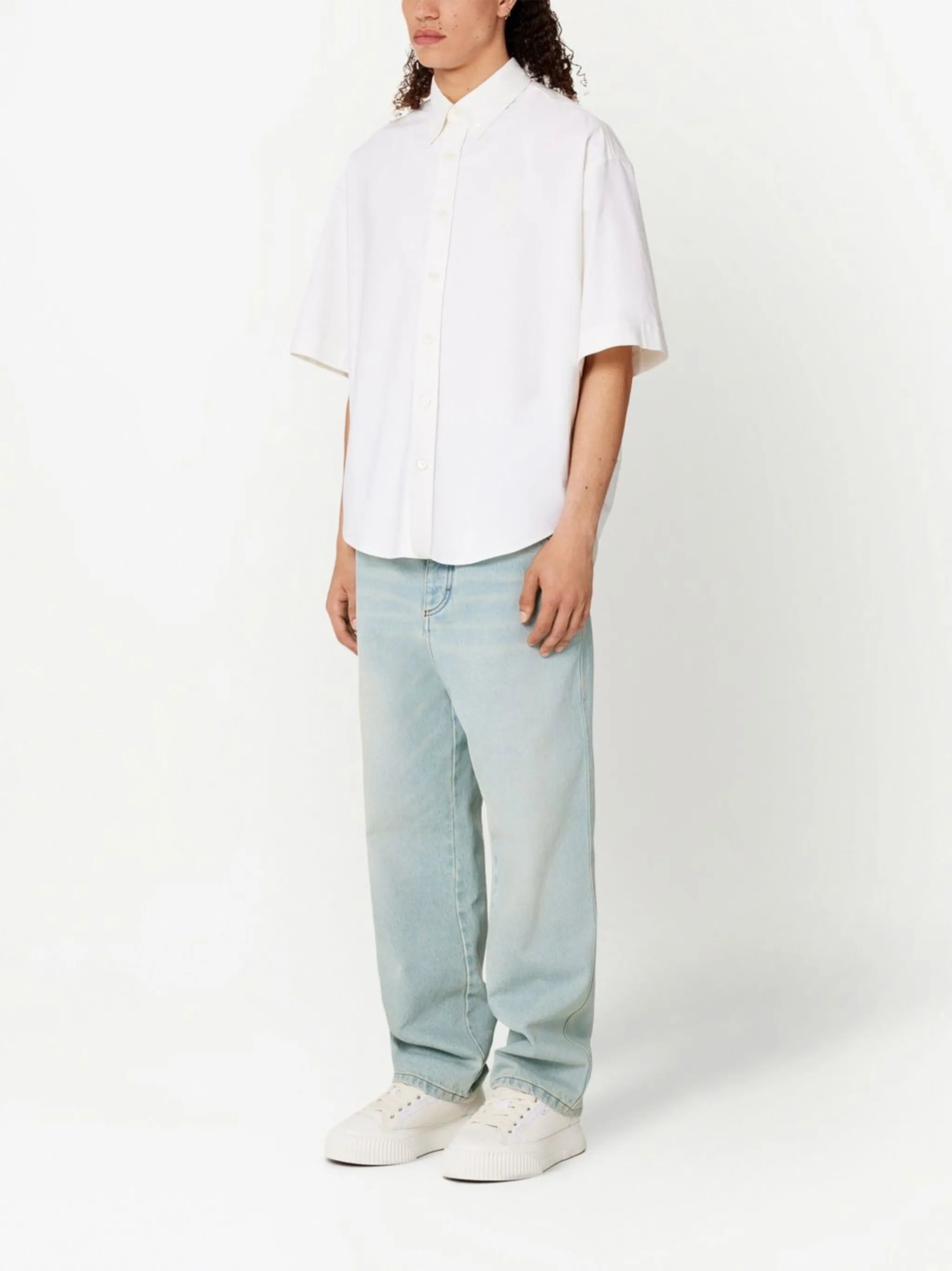 embroidered-logo button-down shirt