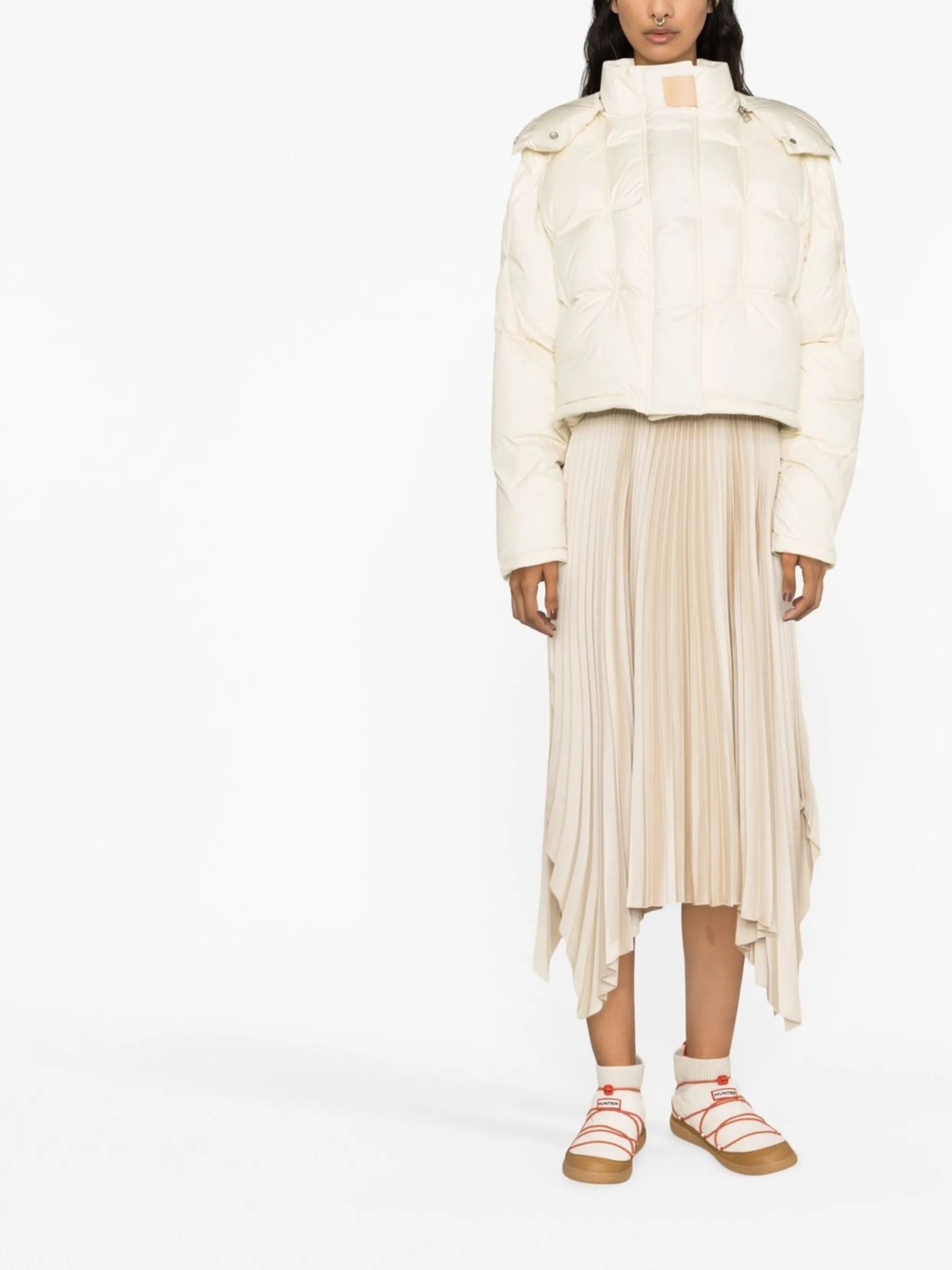 pleated handkerchief hem skirt
